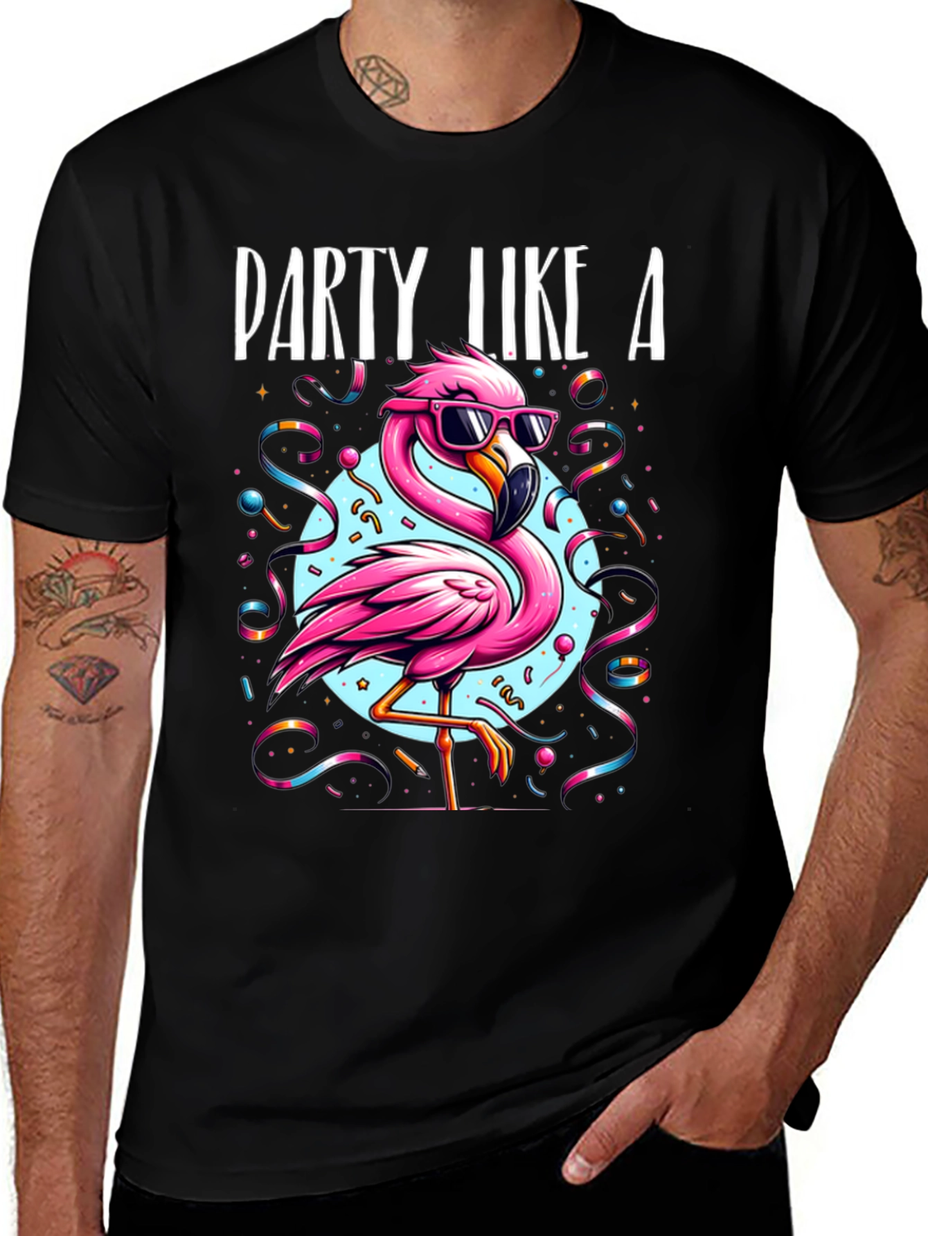Variant 30 of Party Flamingo Graphic Tee - Cool & Fun Design
