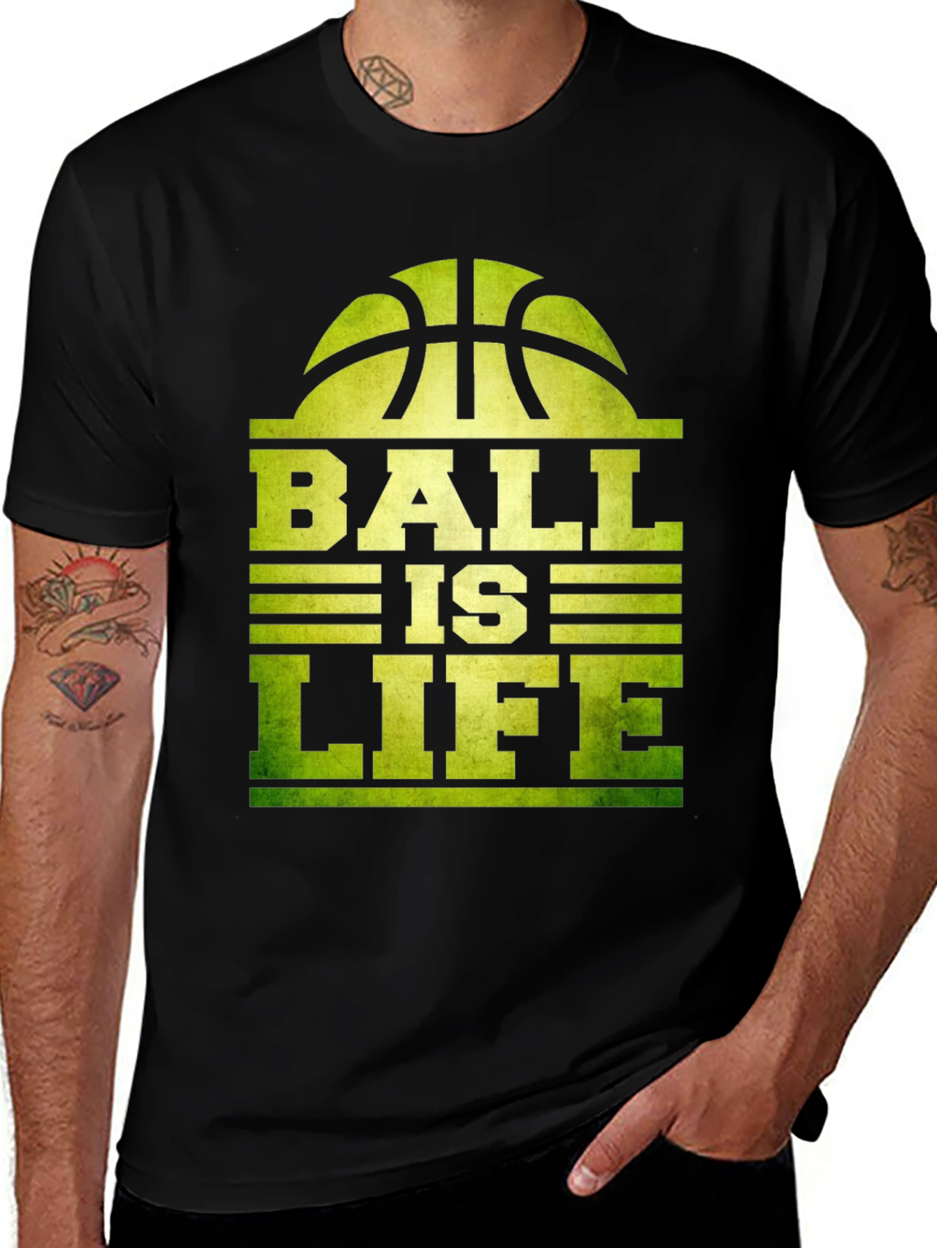 Variant 5 of Ball is Life Graphic T-Shirt - Black Cotton Tee