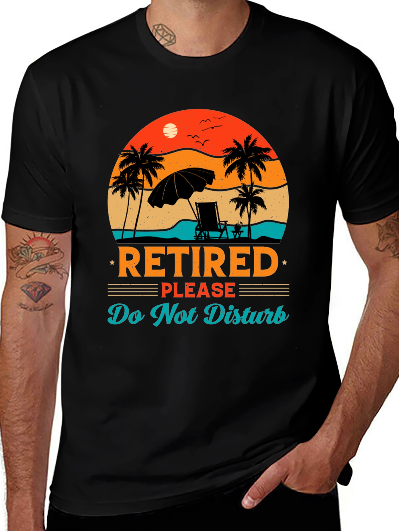 Variant 20 of Retired Beach Scene Graphic T-Shirt