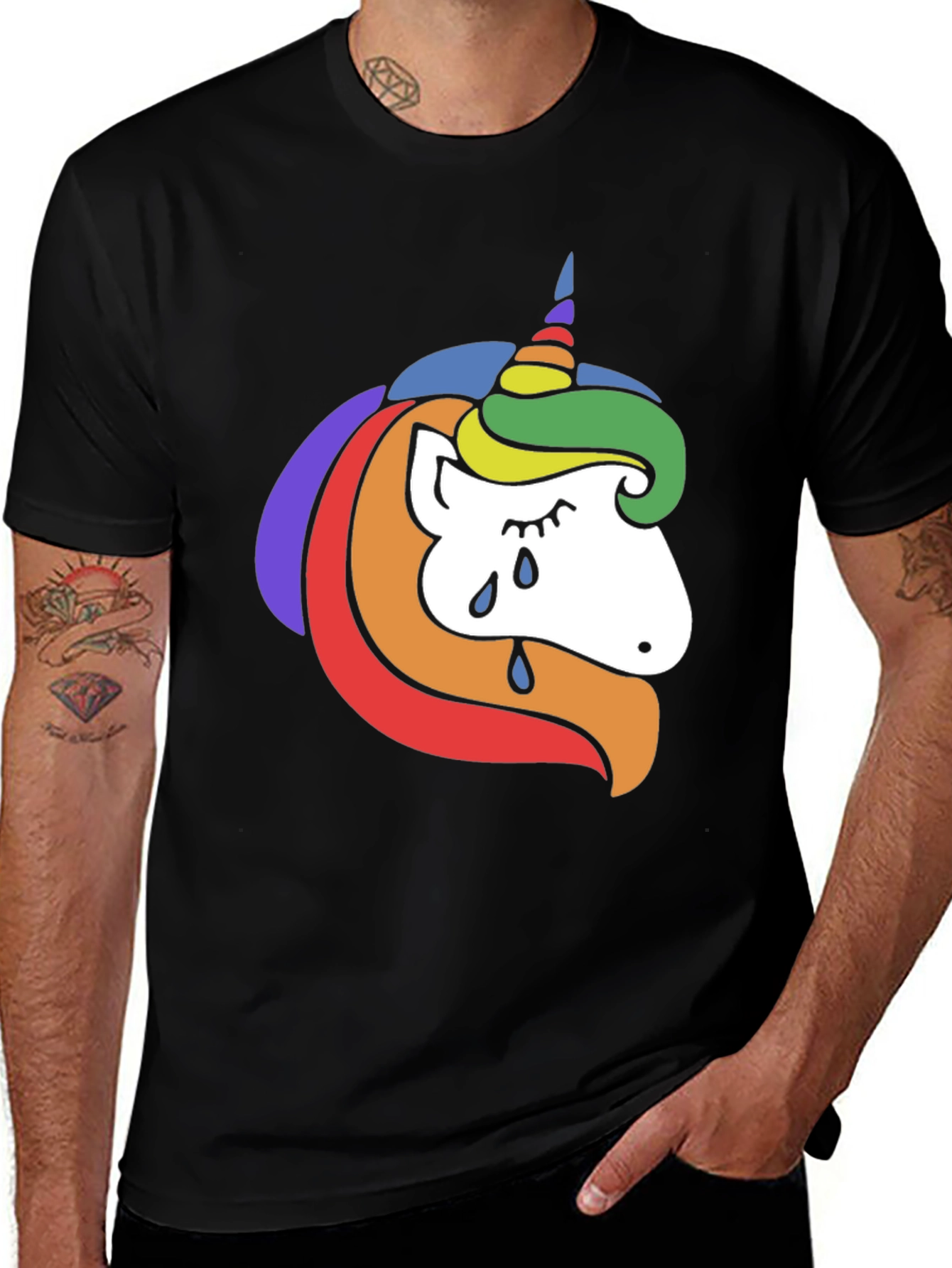 Variant 30 of Rainbow Unicorn Graphic T-Shirt - Black