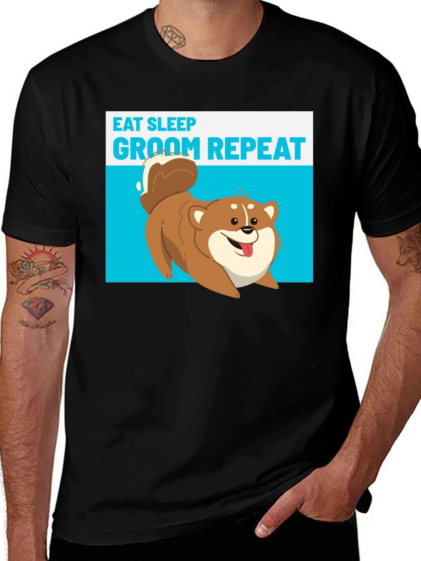 Variant 7 of Eat Sleep Groom Repeat T-Shirt - Dog Lovers