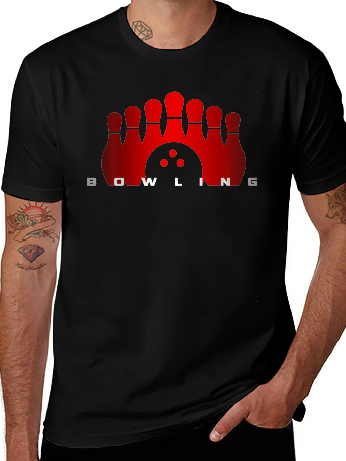 Variant 9 of Bowling Strike T-Shirt - Red Pin Design
