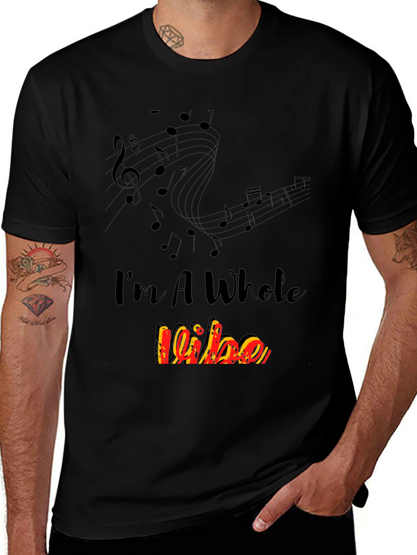 Variant 5 of I'm A Whole Vibe Music Notes Black T-Shirt