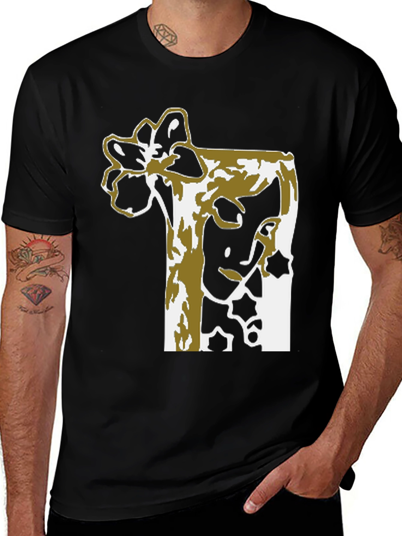 Variant 18 of Abstract Floral Graphic Tee - Black Unisex