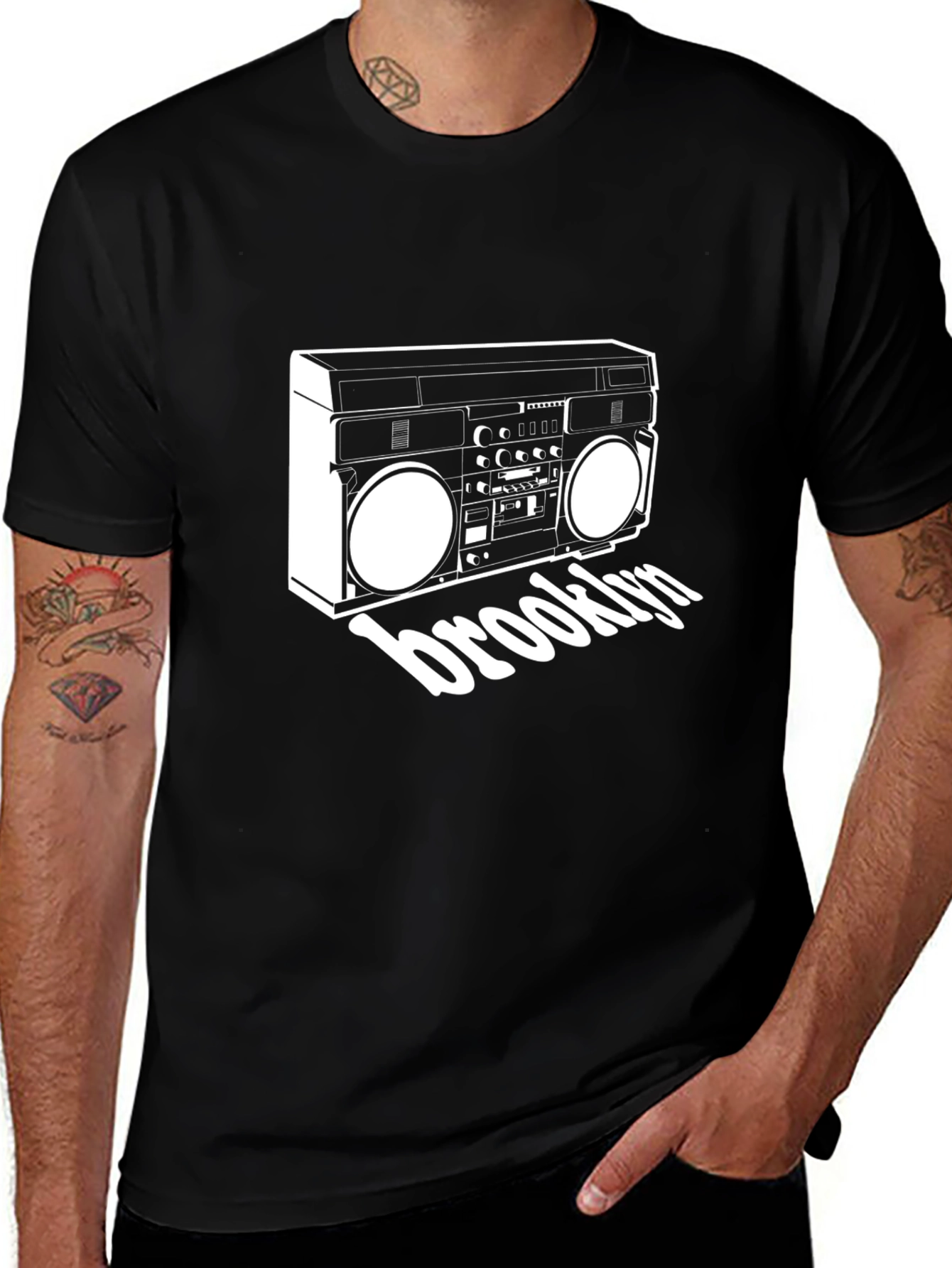 Variant 29 of Brooklyn Boombox Graphic Tee - Retro Style Black T-Shirt
