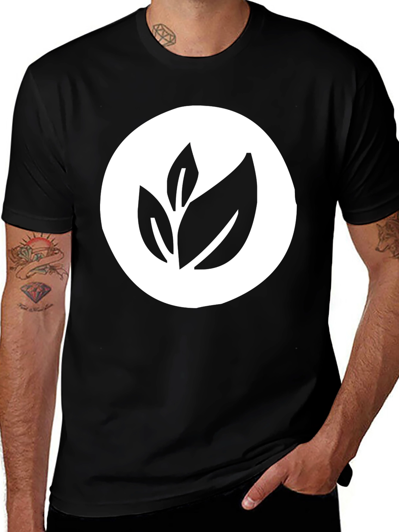 Leaf Logo Black Tee - Modern Casual Wear