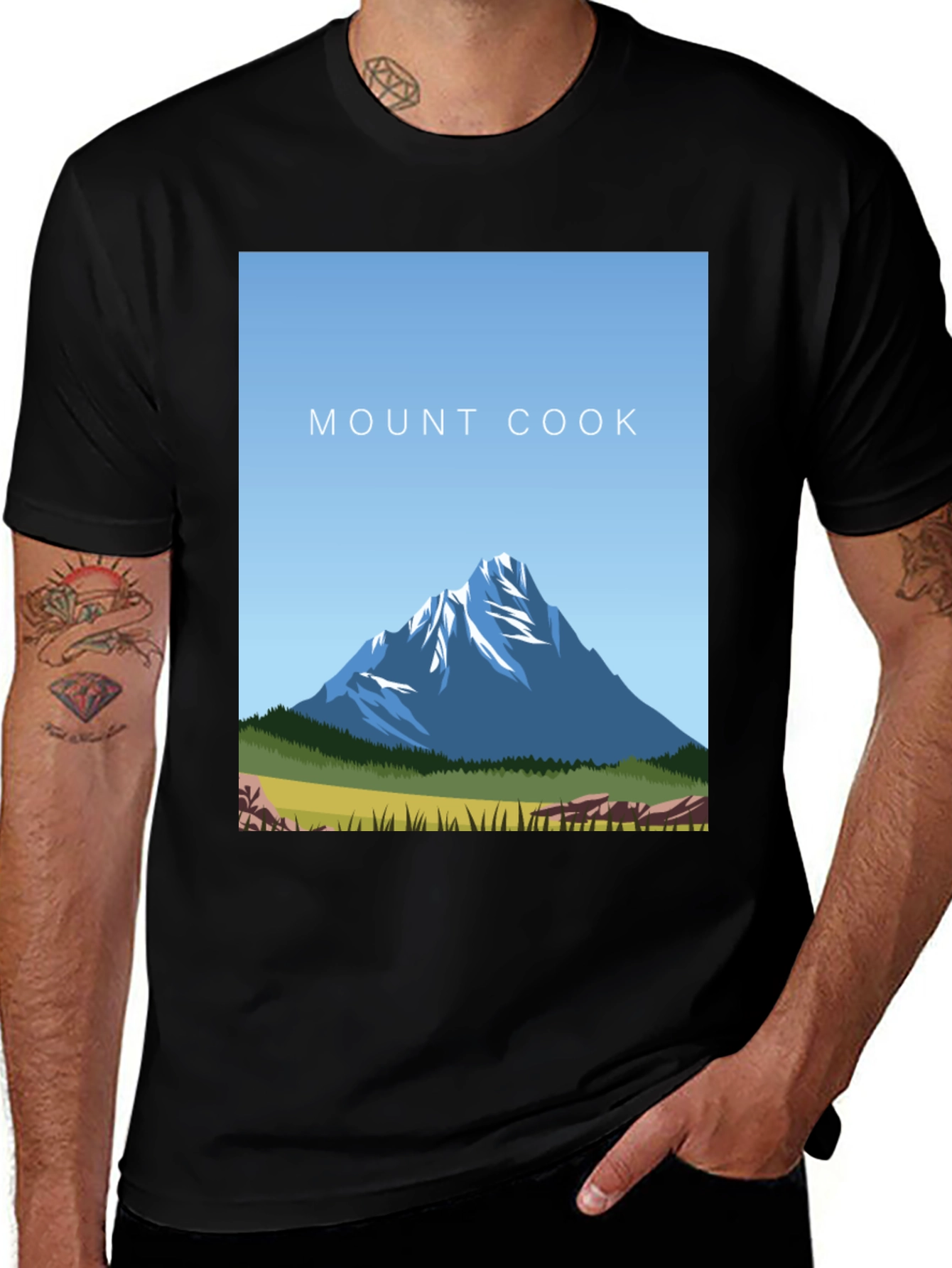 Variant 12 of Mount Cook Graphic Tee - Black