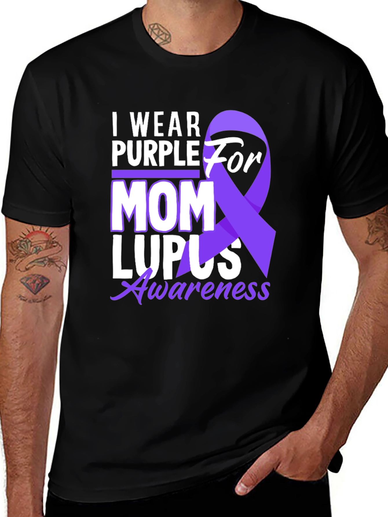 Variant 12 of Purple Ribbon Lupus Awareness Mom T-Shirt