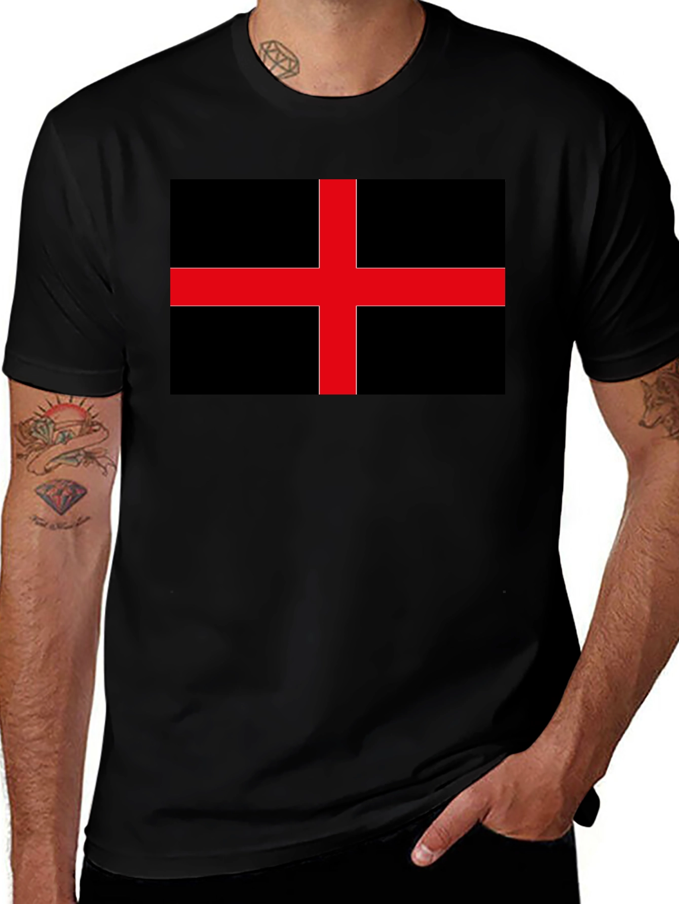 Variant 29 of Black Flag Red Cross Graphic Tee