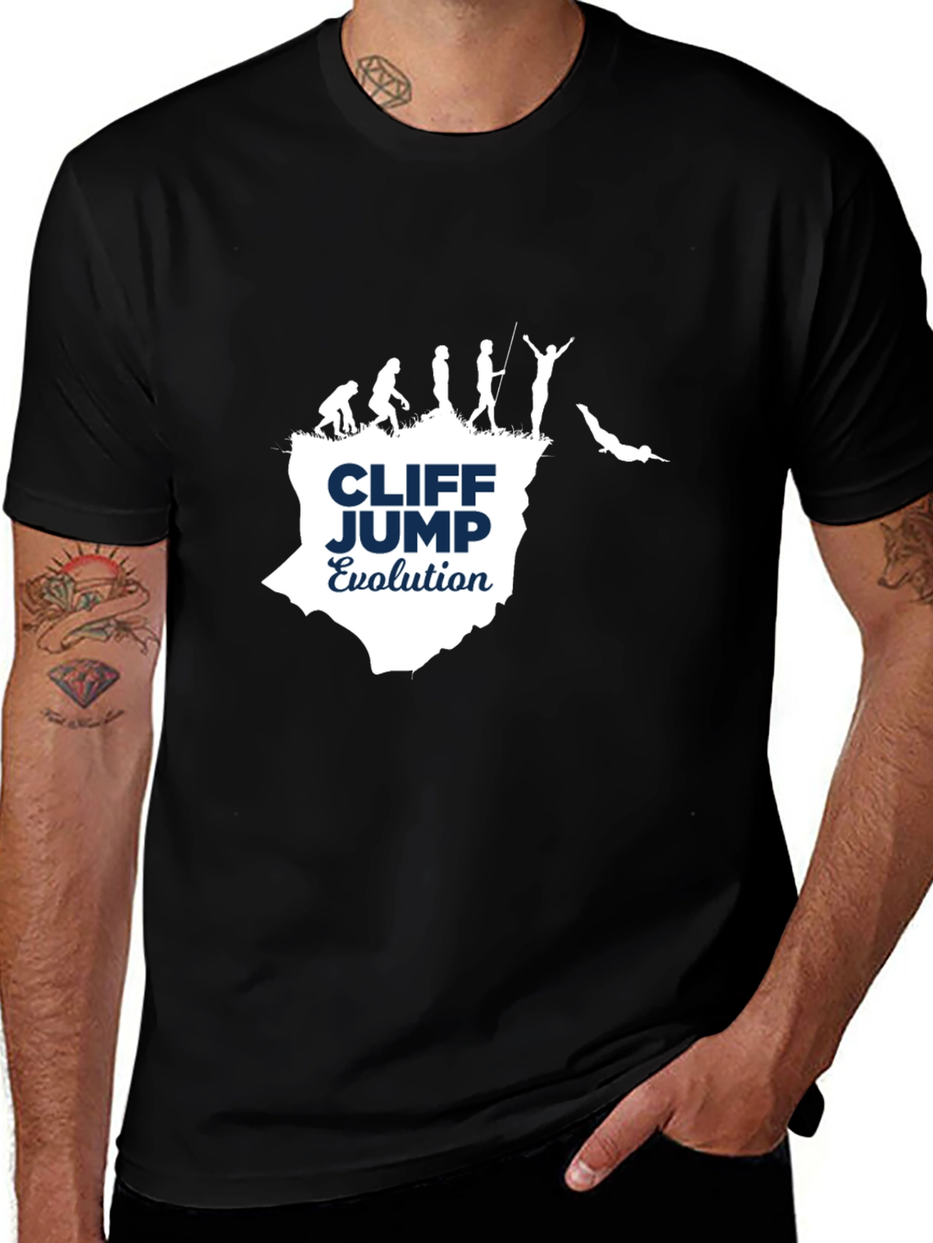 Variant 15 of Cliff Jump Evolution Black Graphic T-Shirt