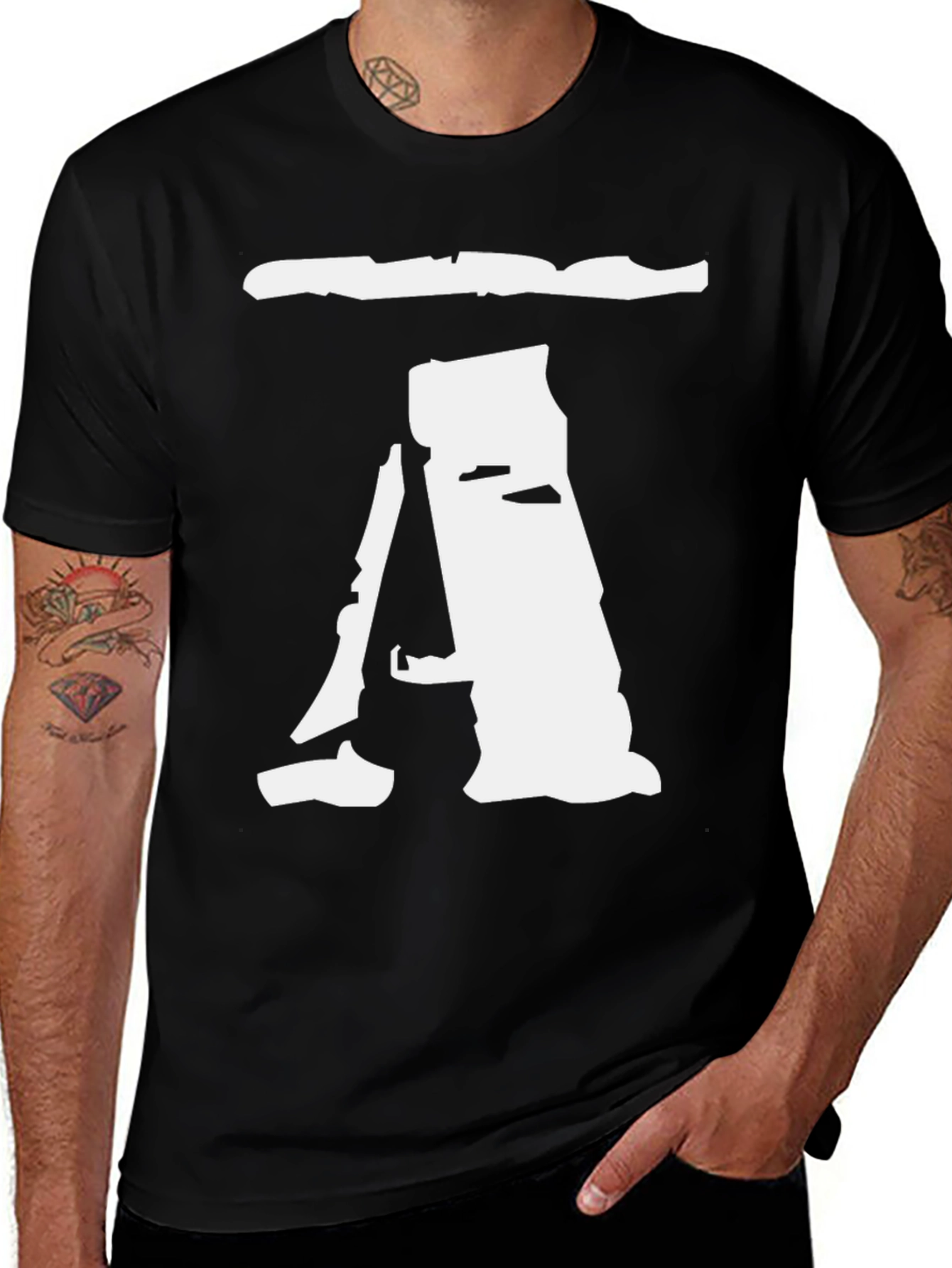 Variant 30 of Abstract "A" Graphic Print Black T-Shirt