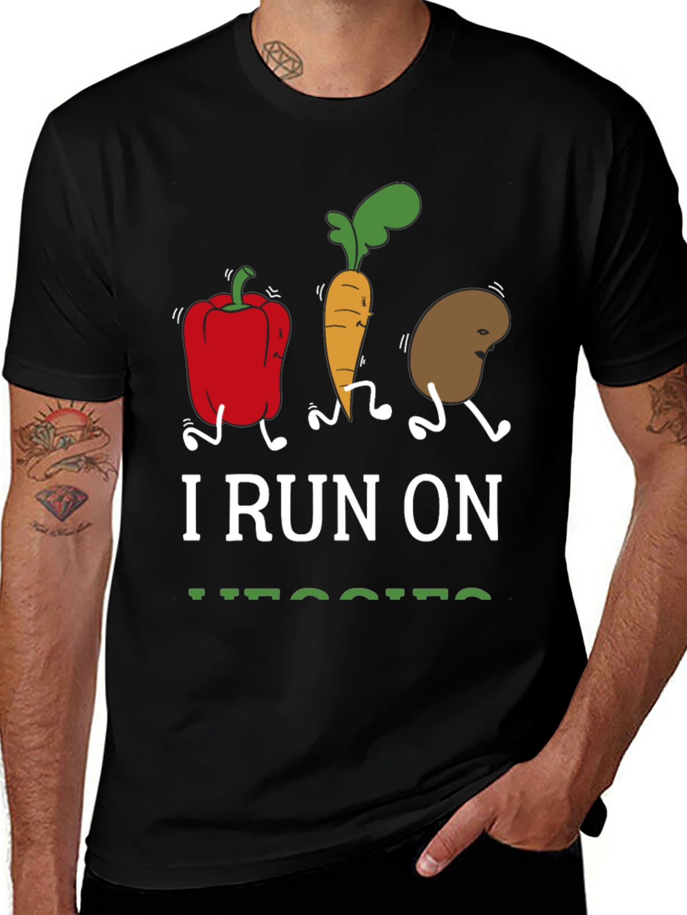 Variant 28 of I Run On Veggies T-Shirt Vegan Foodie Tee