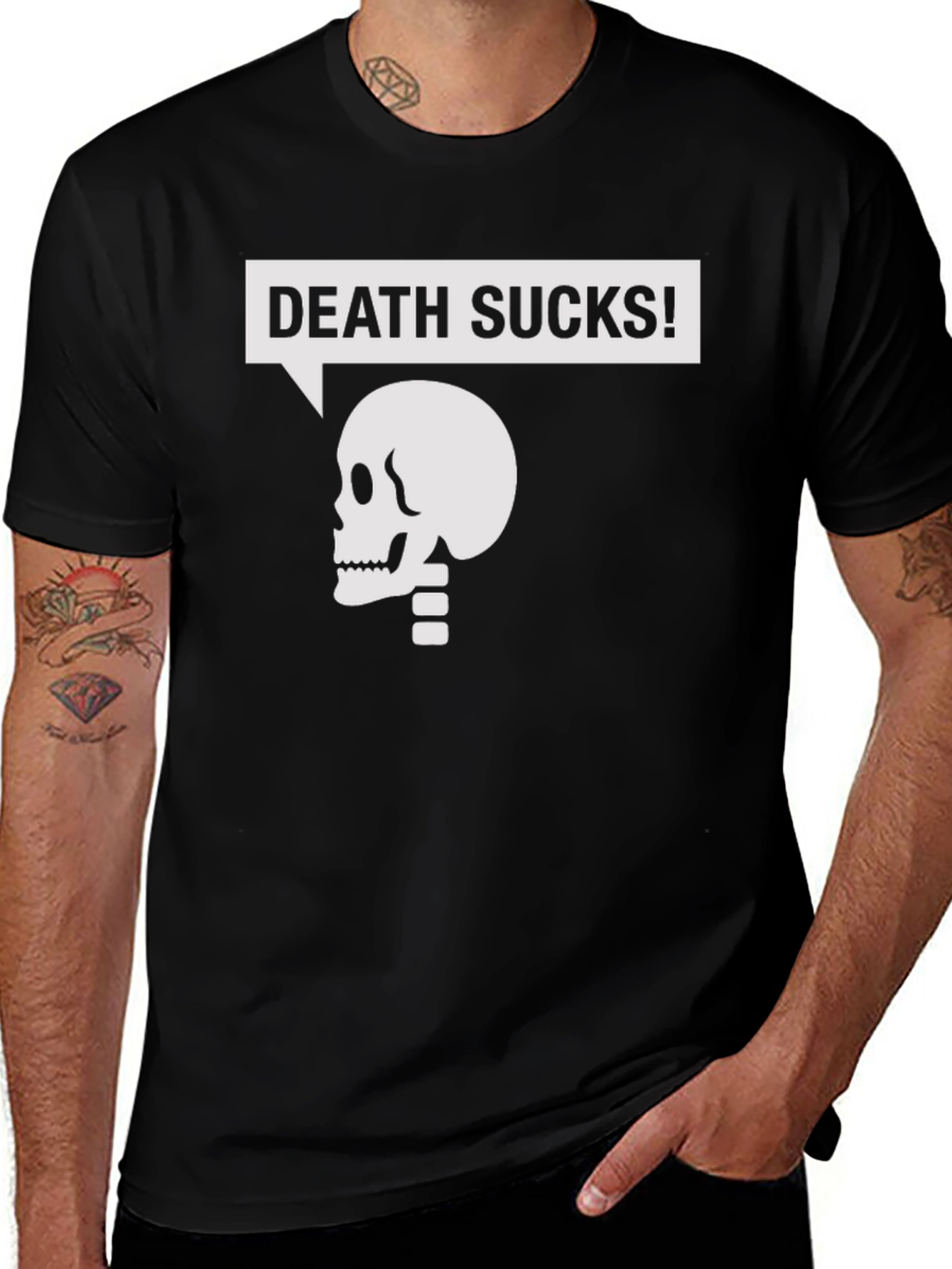 Variant 6 of Death Sucks! Graphic Tee - Humorous Skeleton T-Shirt