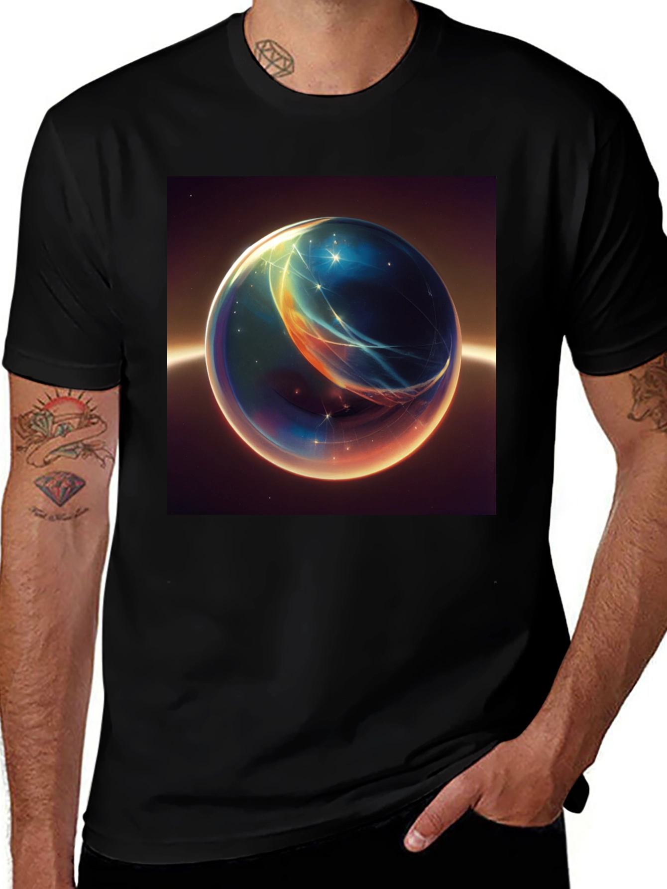 Variant 5 of Abstract Space Orb Graphic T-Shirt