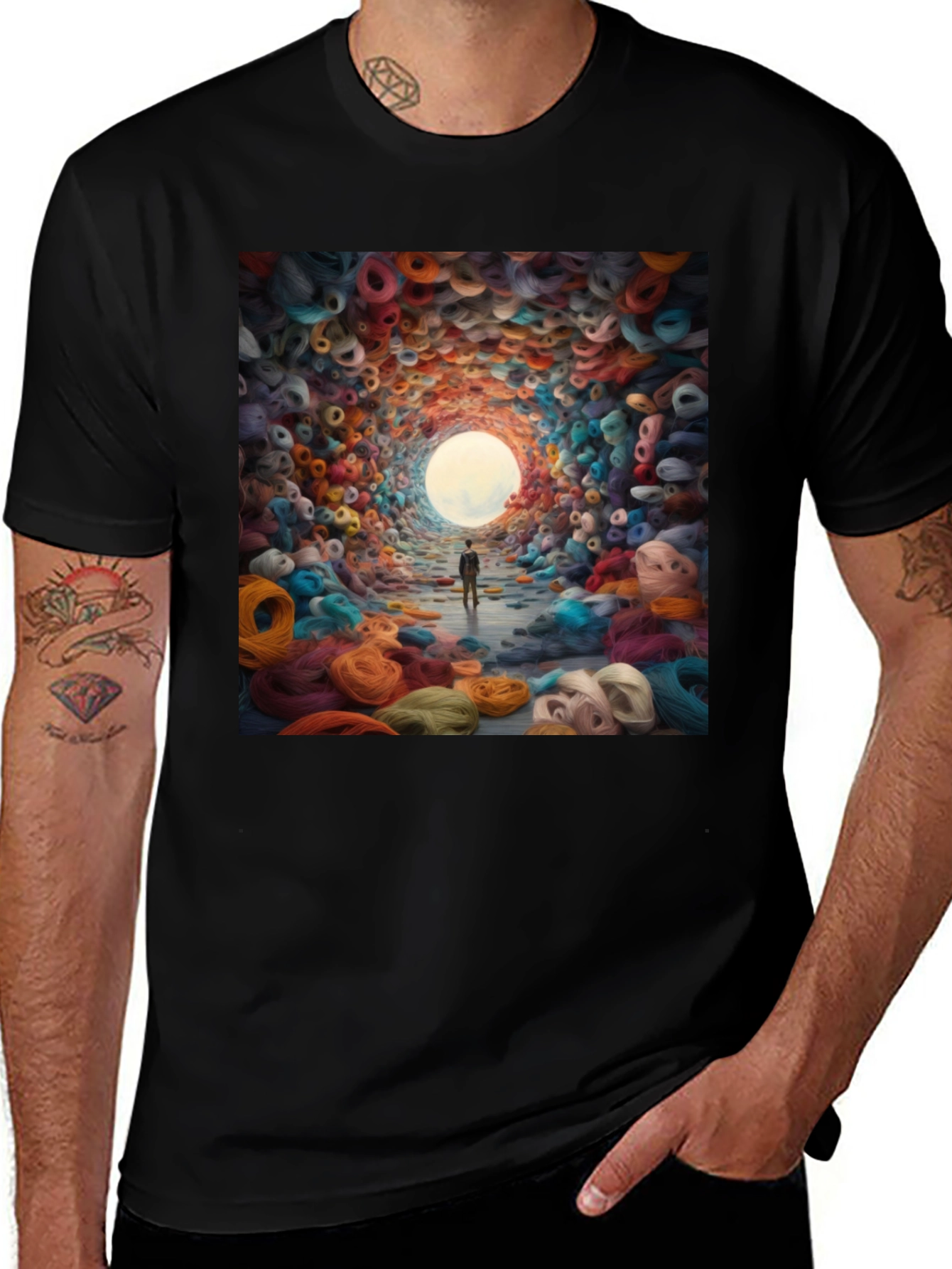 Variant 4 of Yarn Tunnel Graphic Tee - Unique Art Shirt
