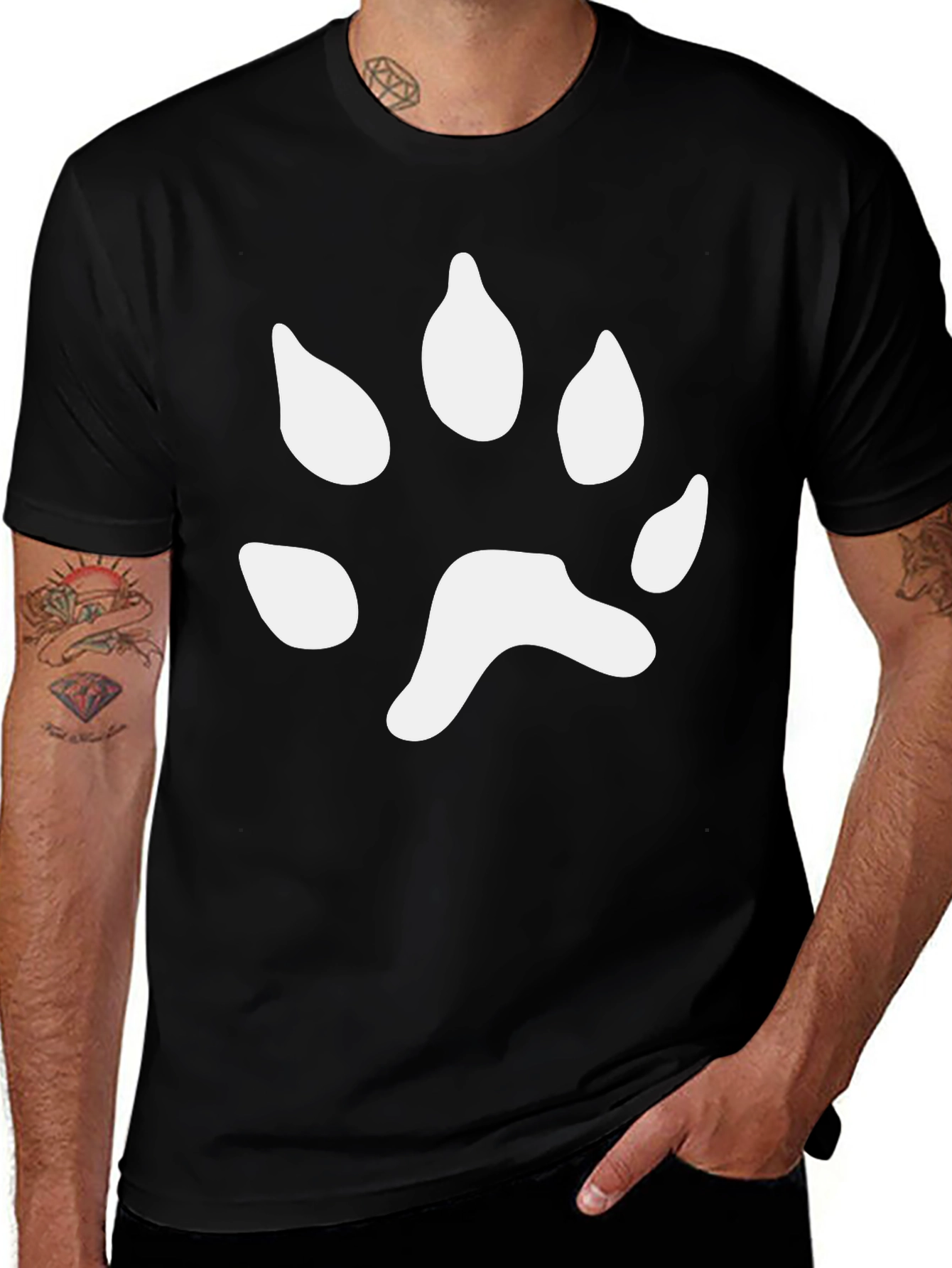 Variant 9 of Paw Print Black T-Shirt - Casual & Stylish
