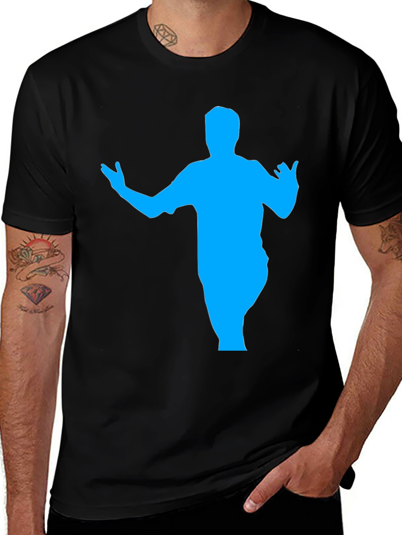 Variant 16 of Silhouette Graphic Tee - Bold Blue Design on Black