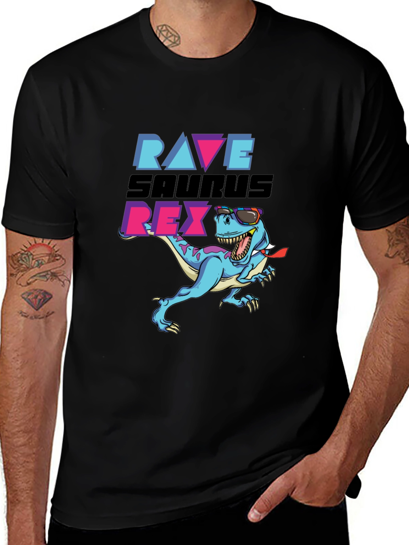 Rave Saurus Rex Black Graphic T-Shirt