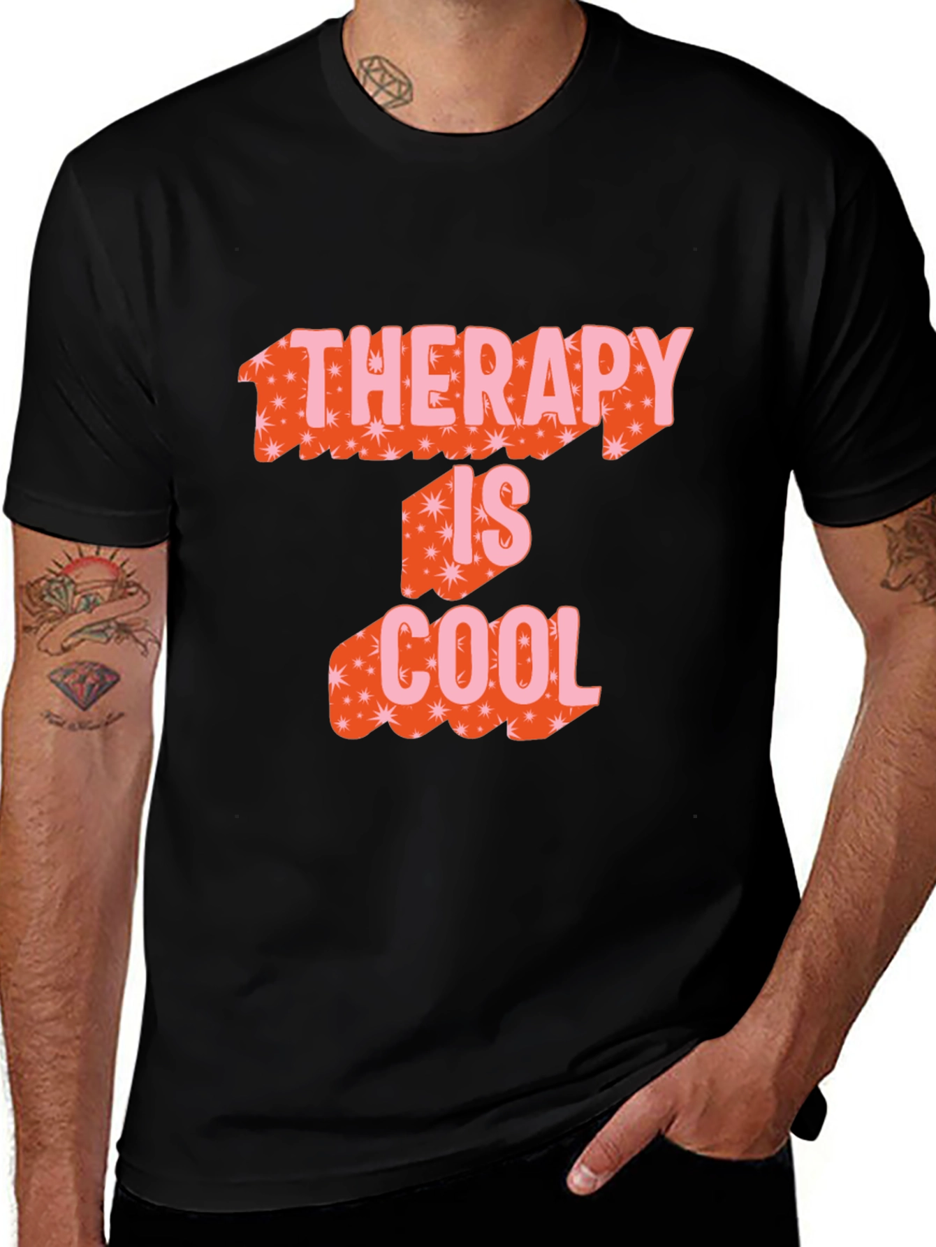 Variant 16 of Therapy is Cool Graphic Tee - Trendy Black T-Shirt