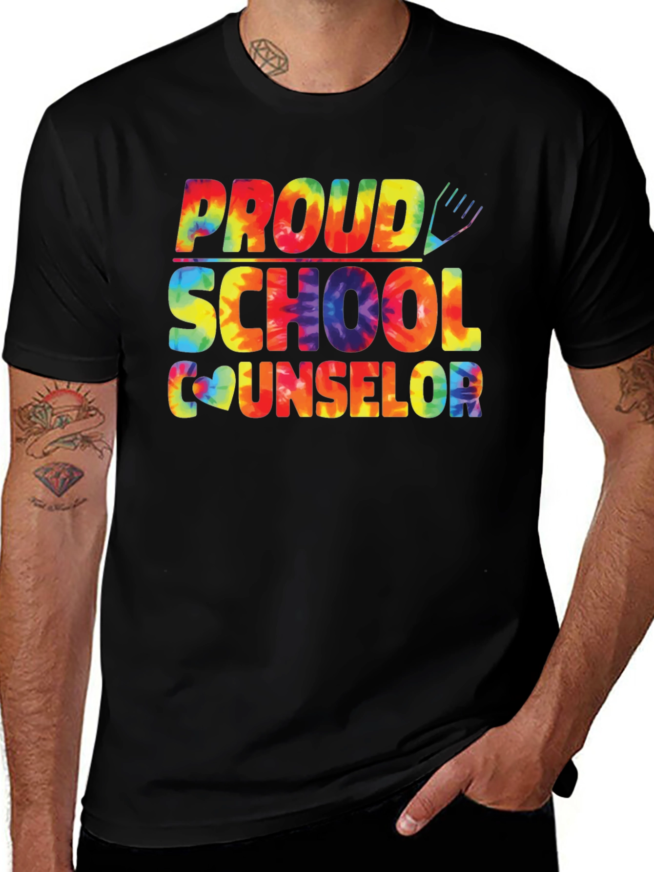 Variant 29 of Proud School Counselor Tie-Dye Graphic T-Shirt