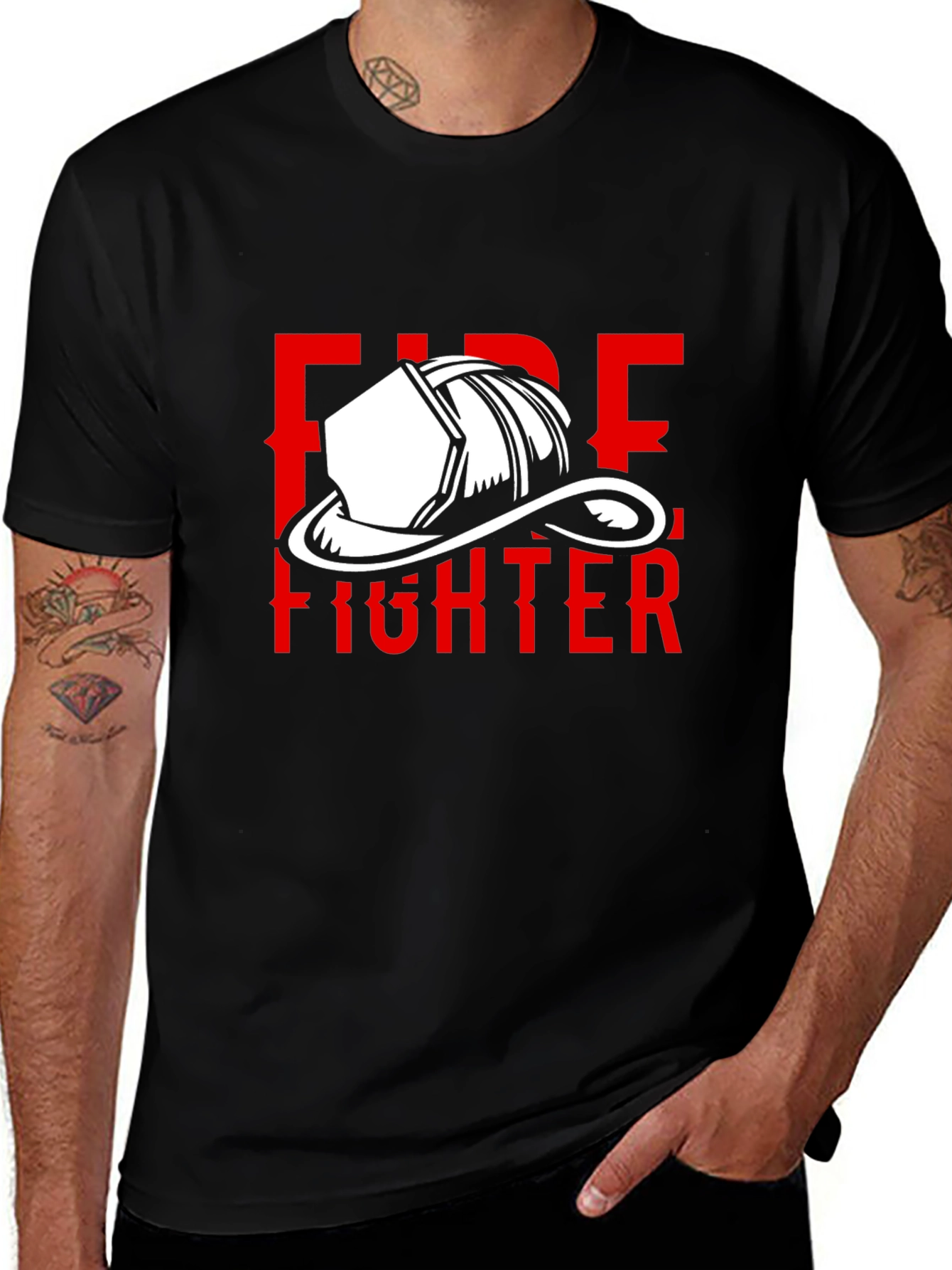 Variant 5 of Firefighter T-Shirt - Black with Red Graphic