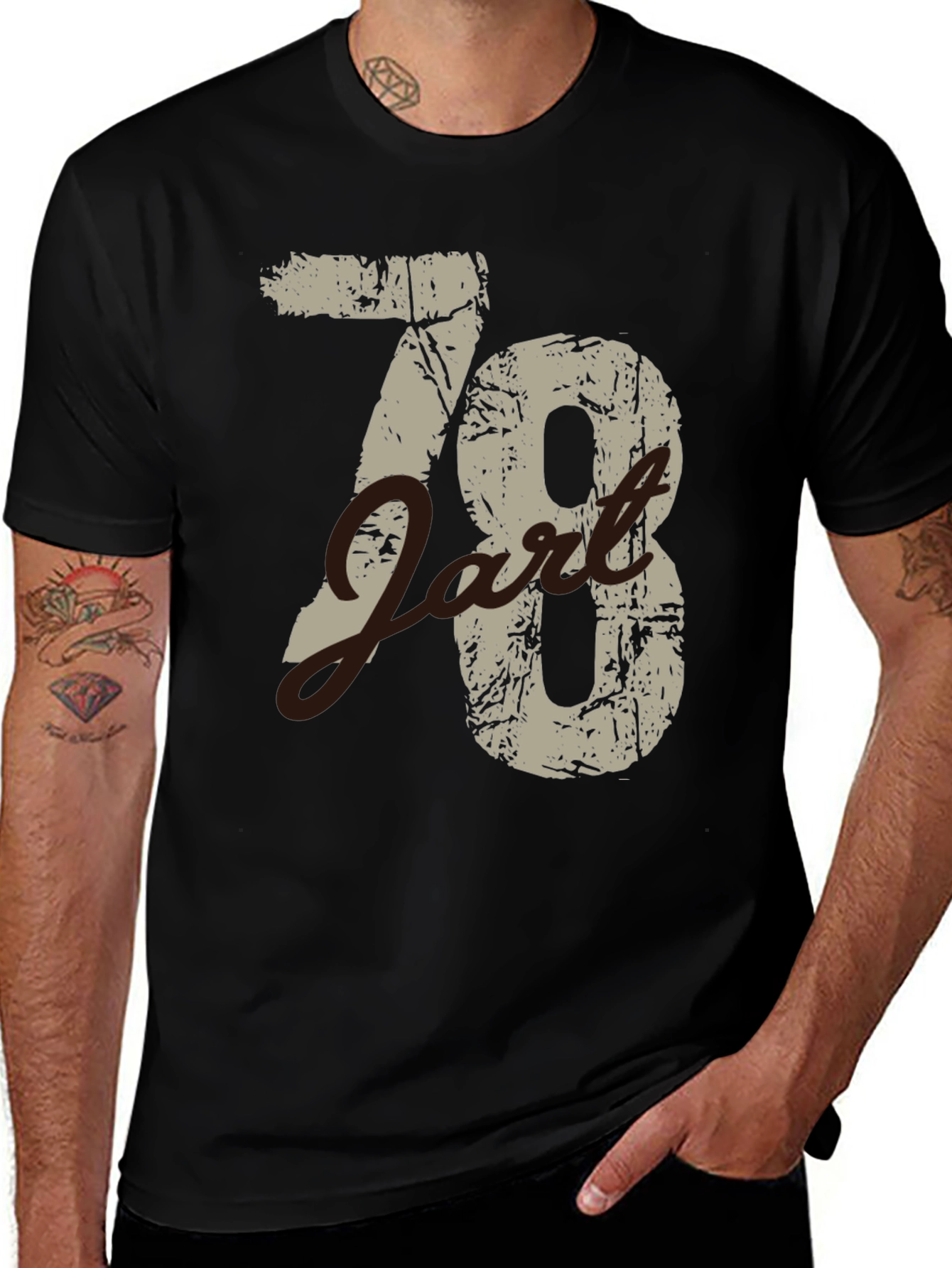 Variant 25 of Vintage Style "78" Graphic Tee - Black