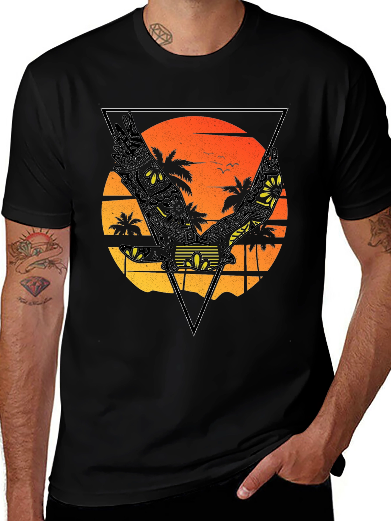 Variant 2 of Sunset Beach Eagle Graphic T-Shirt