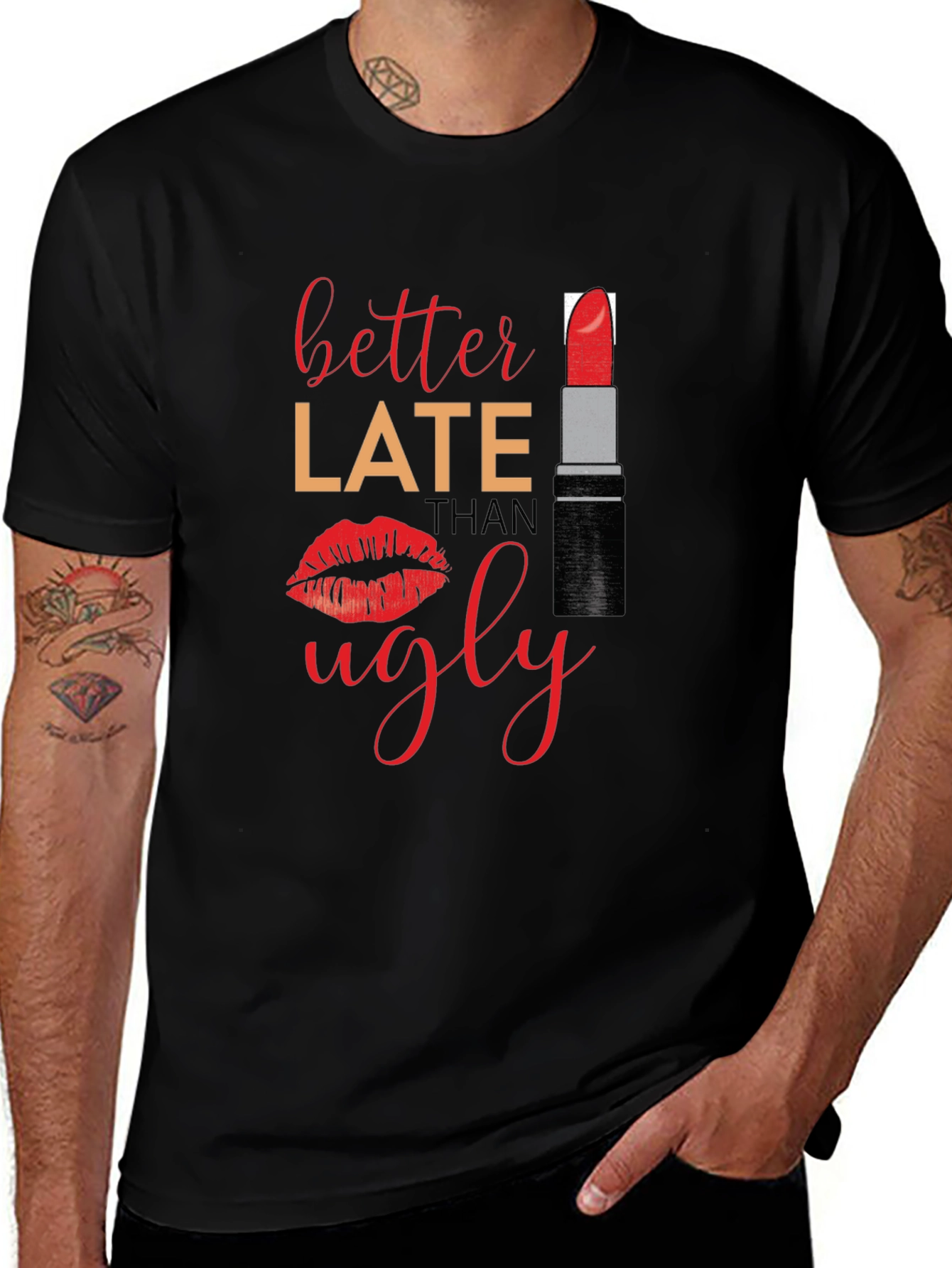 Better Late Than Ugly Graphic Tee - Black