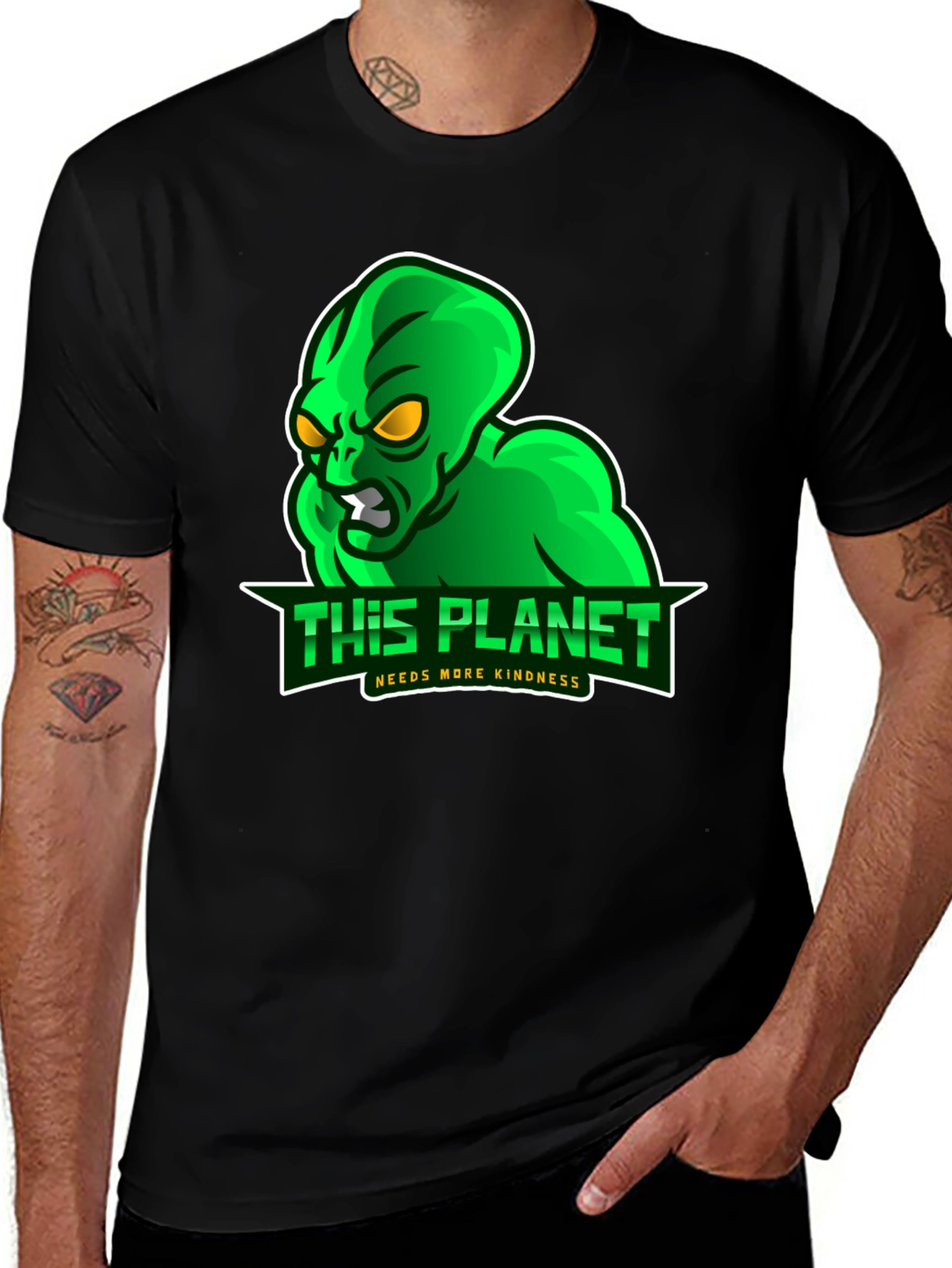 Variant 18 of Alien This Planet Needs More Kindness Black T-Shirt