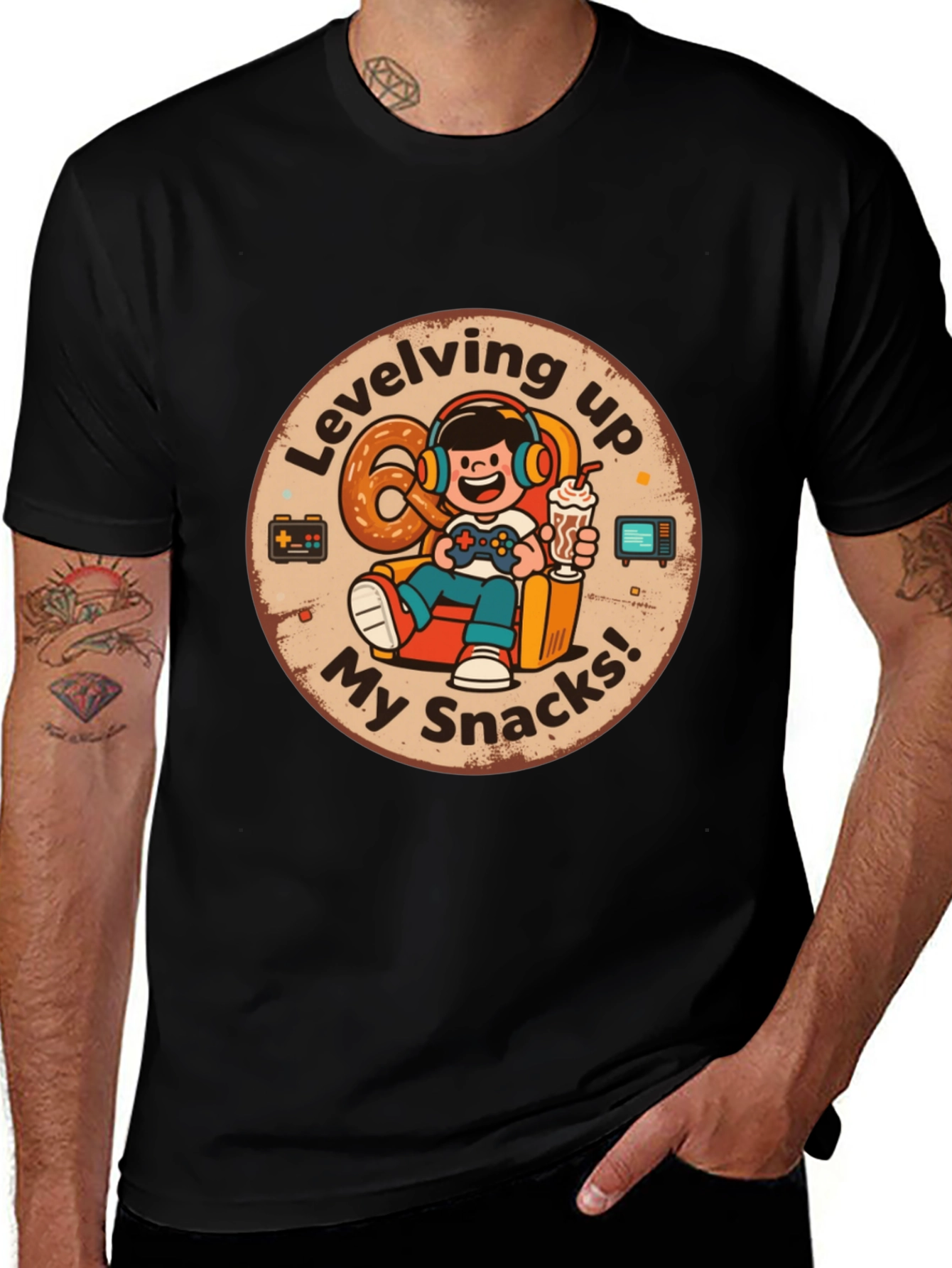 Variant 15 of Leveling Up My Snacks! Gaming T-Shirt