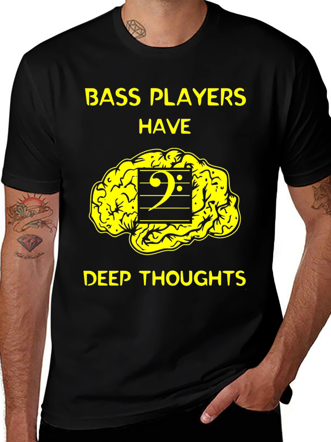 Variant 2 of Bass Players Deep Thoughts T-Shirt Funny Music Tee