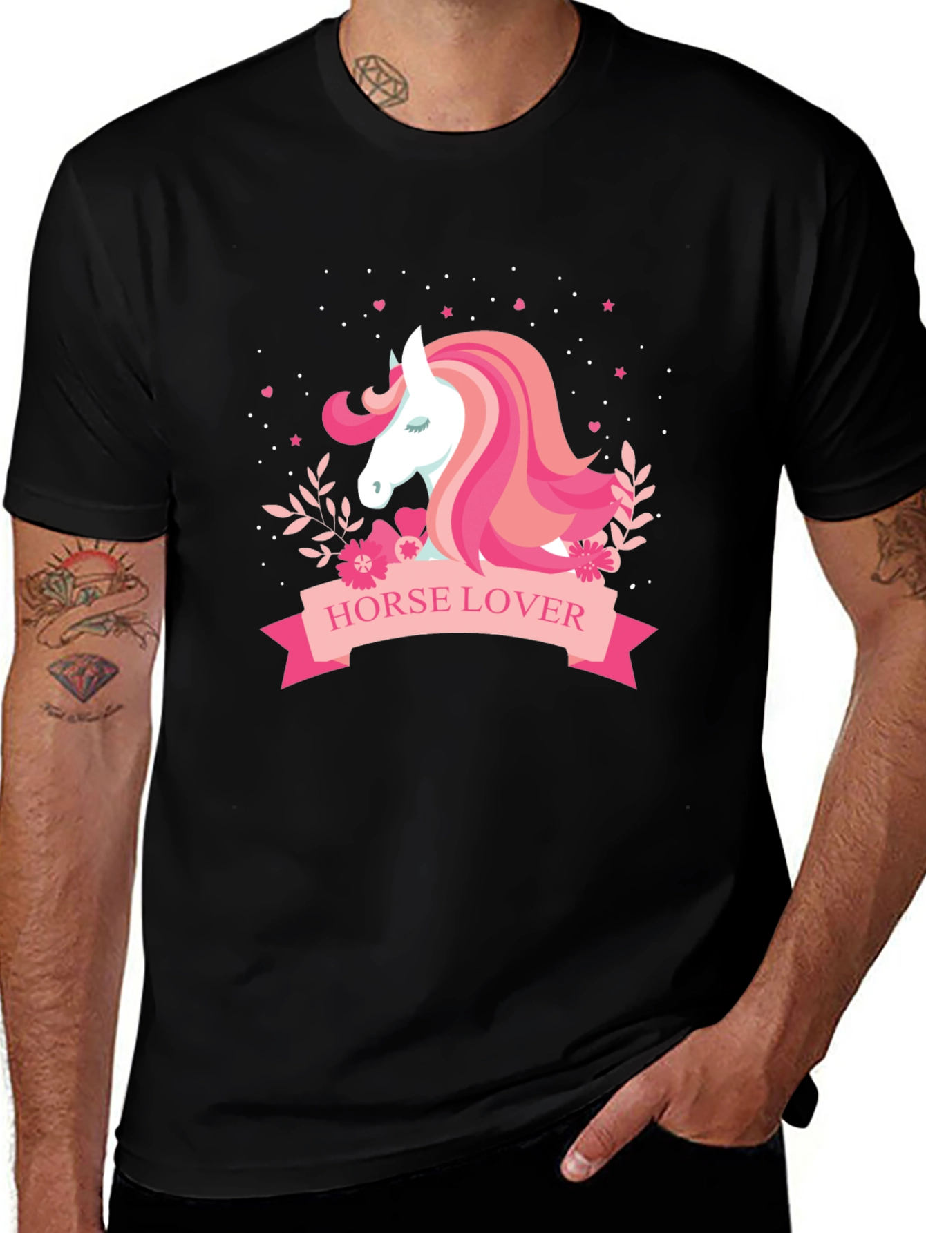 Variant 30 of Horse Lover Graphic Tee - Black Cotton T-Shirt