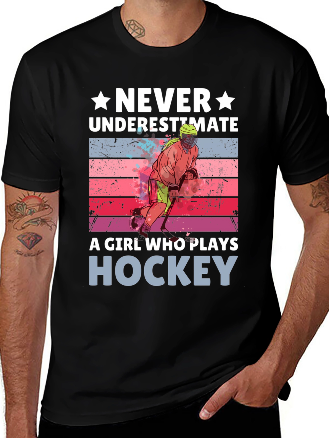 Variant 17 of Never Underestimate a Girl Who Plays Hockey T-Shirt