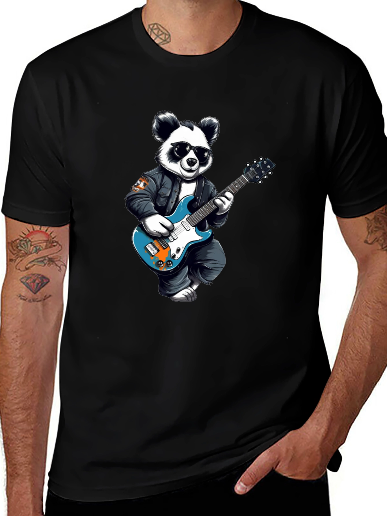 Variant 12 of Cool Panda Rocker Graphic Tee - Black