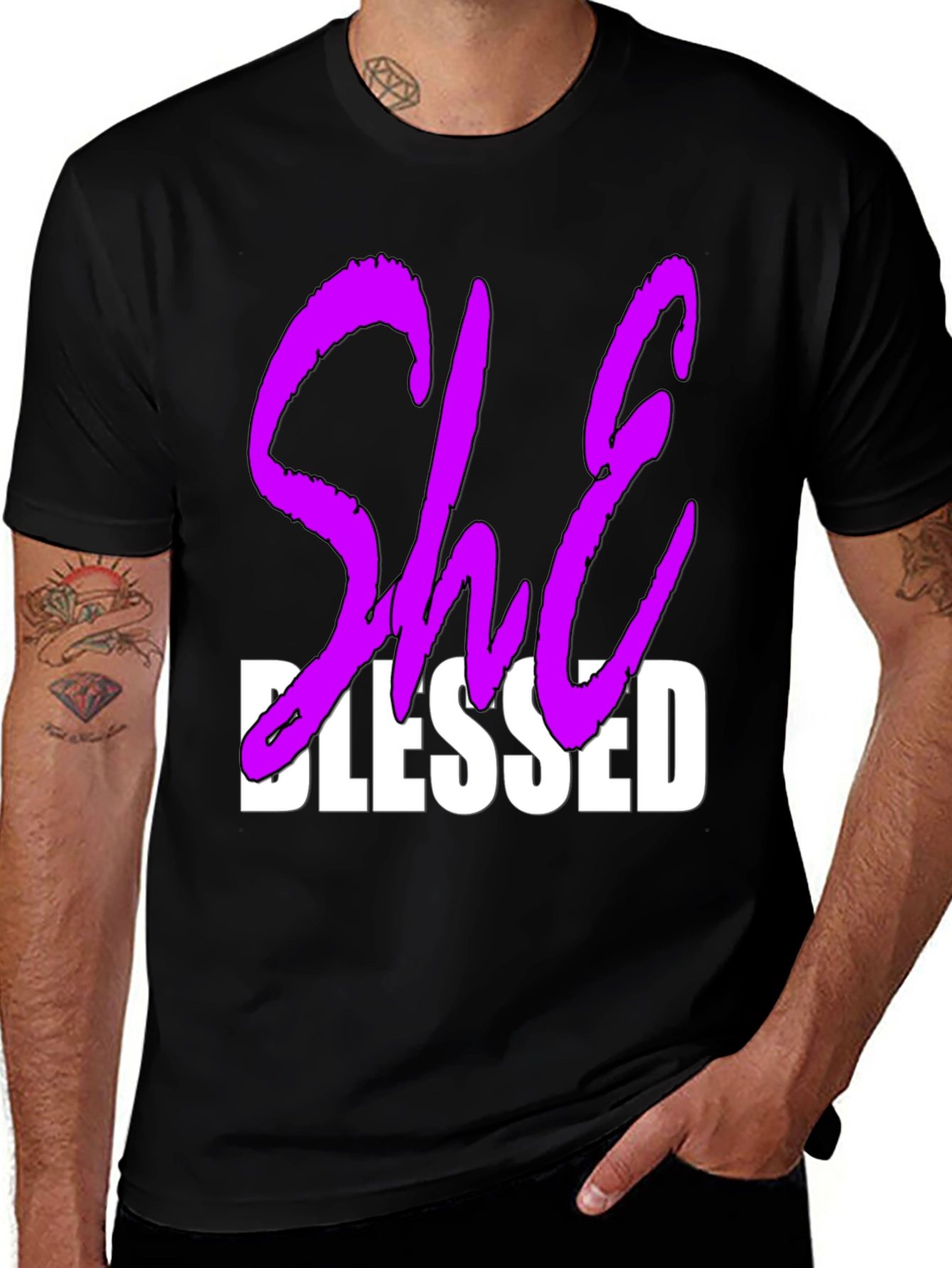 Variant 30 of She Blessed Graphic T-Shirt - Black