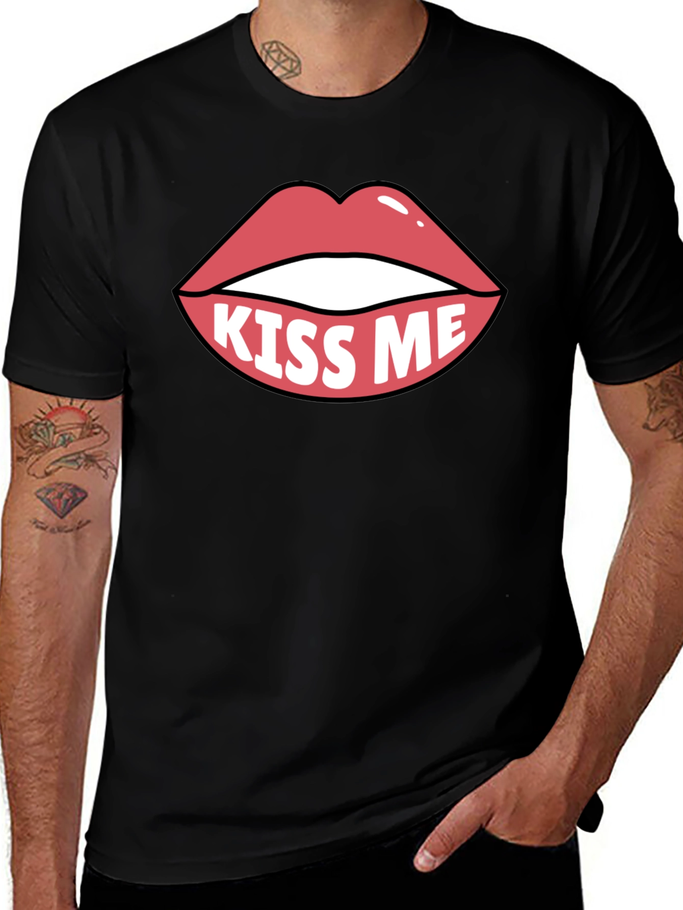 Variant 9 of Kiss Me Lips Graphic Tee - Fun Trendy Shirt