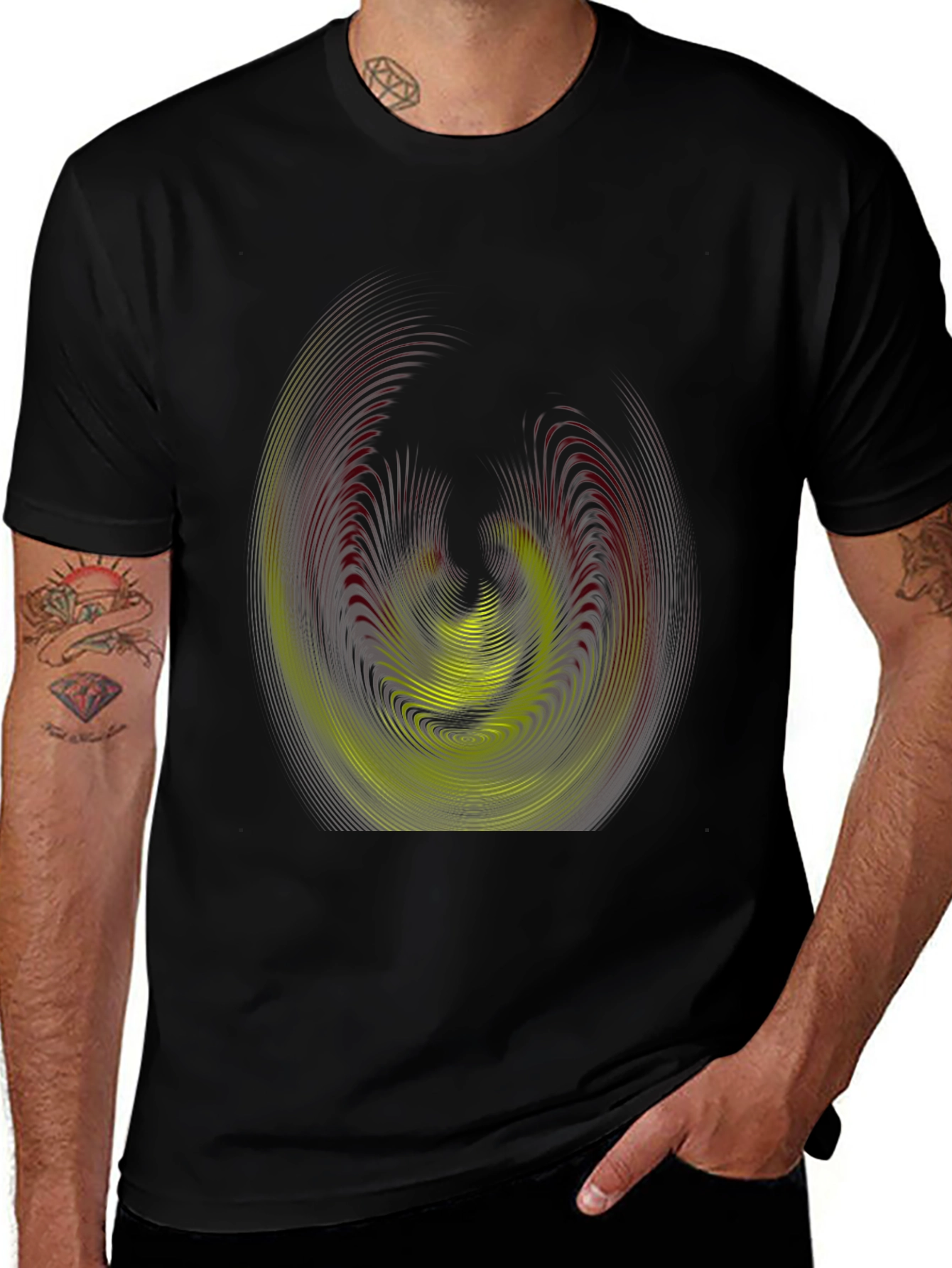 Abstract Swirl Graphic Print Tee - Modern Style