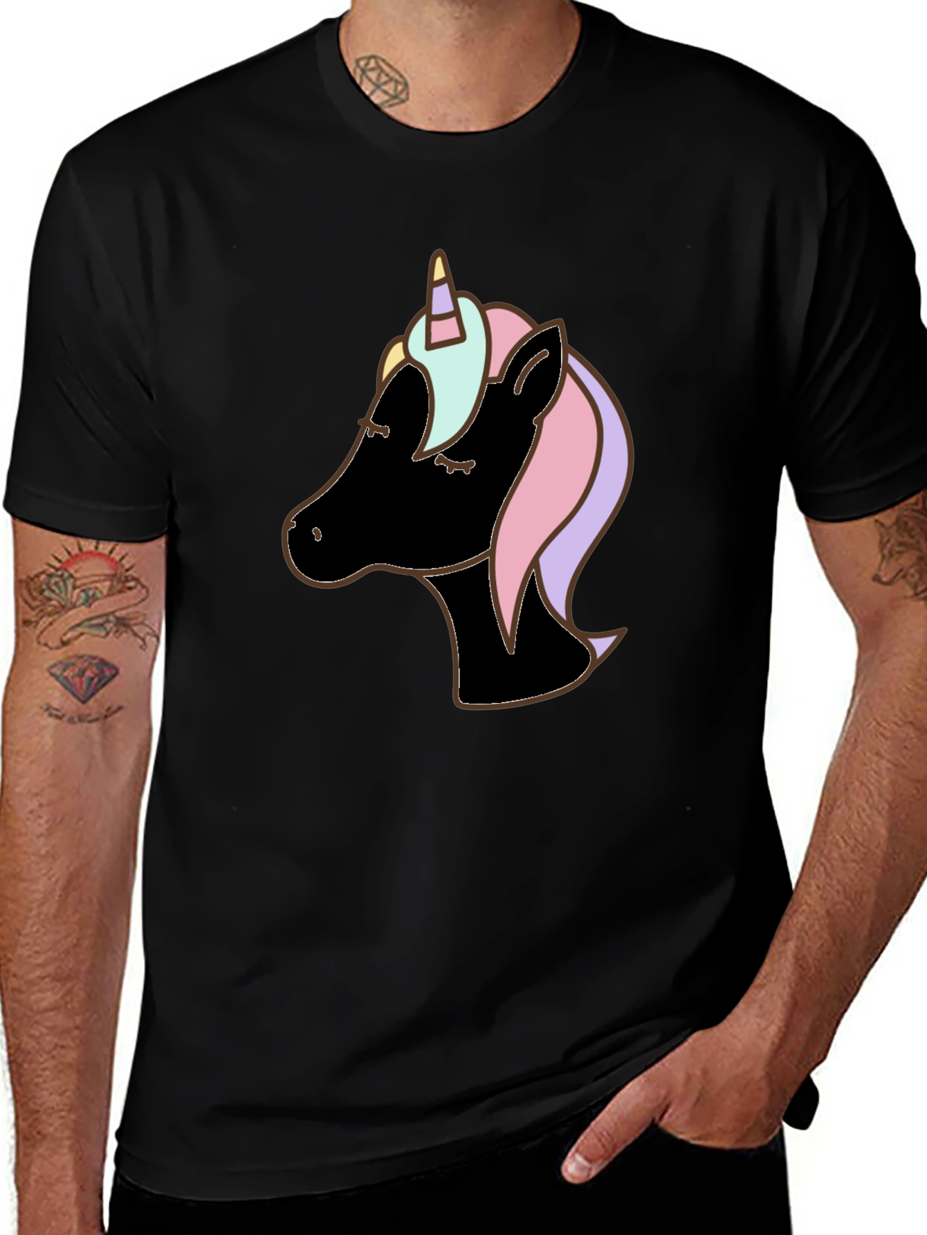 Variant 7 of Unicorn Graphic Tee - Black Casual Shirt