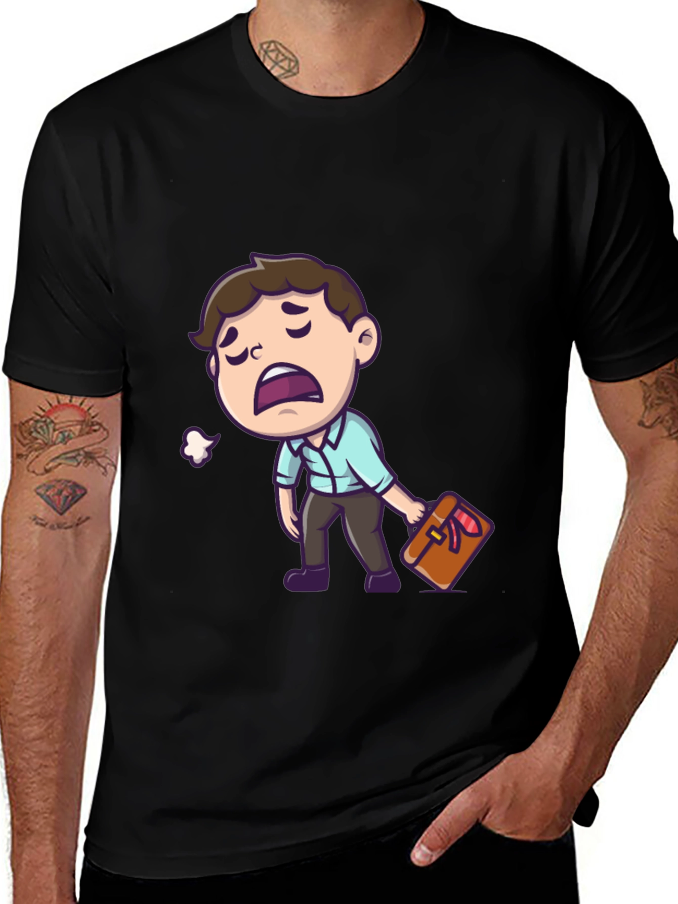 Variant 8 of Funny Exhausted Cartoon Man T-Shirt