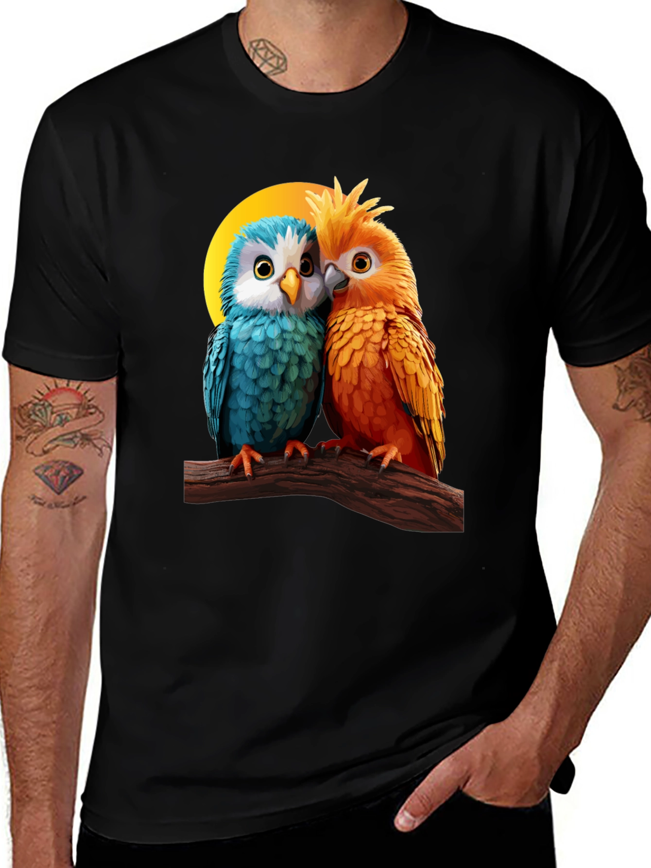 Variant 13 of Cute Parrot Couple Graphic T-Shirt
