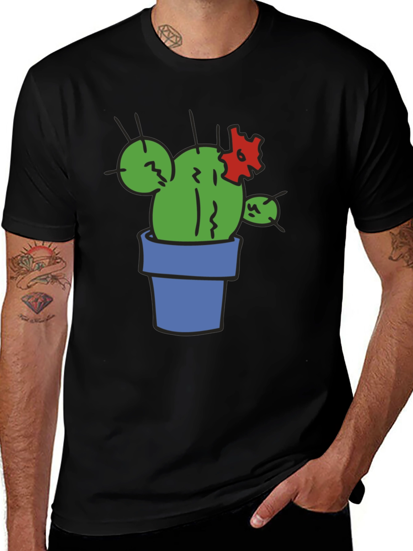 Variant 26 of Cactus Graphic T-Shirt - Black