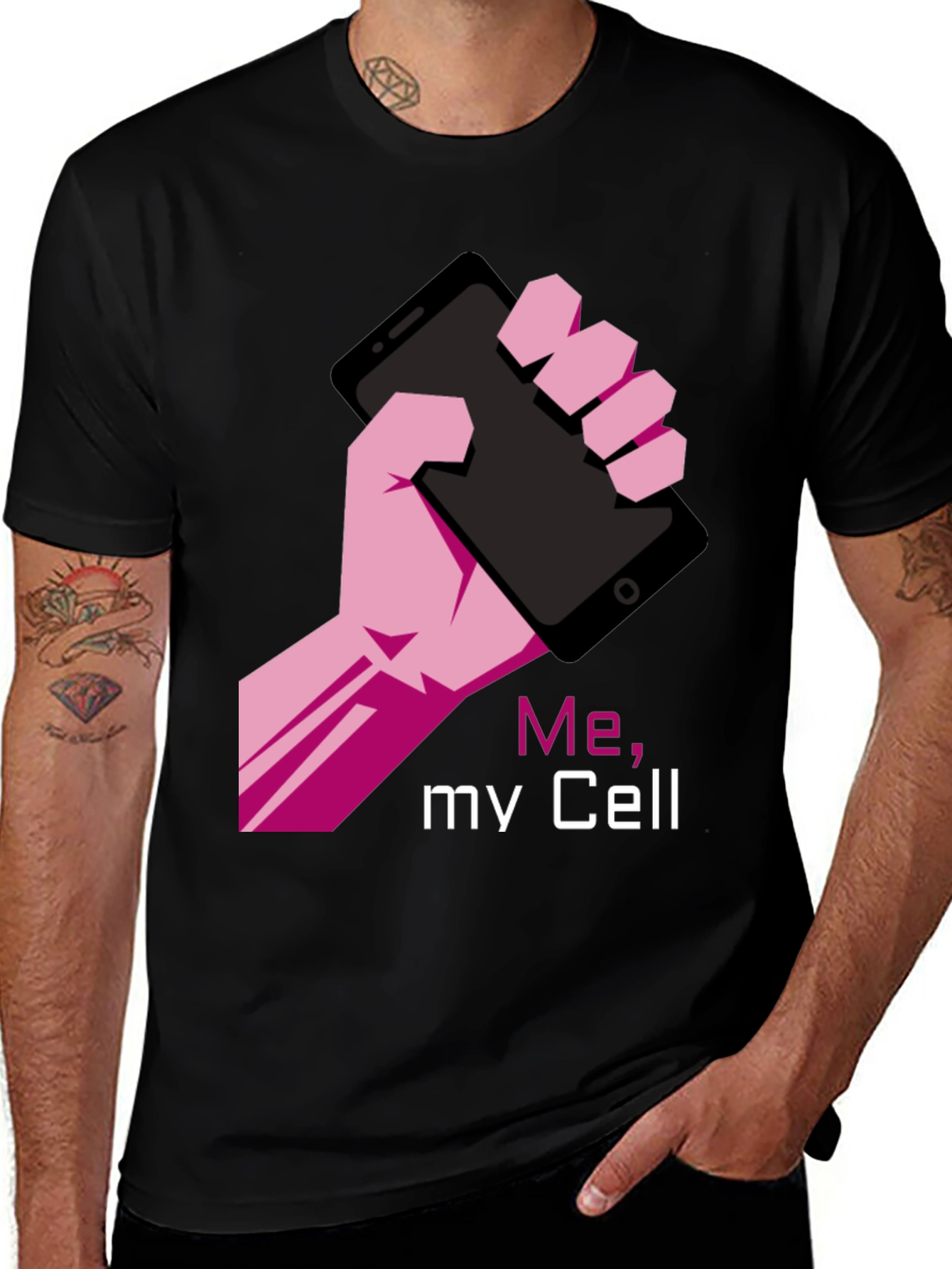 Variant 20 of Me, My Cell Graphic T-Shirt - Black Tee