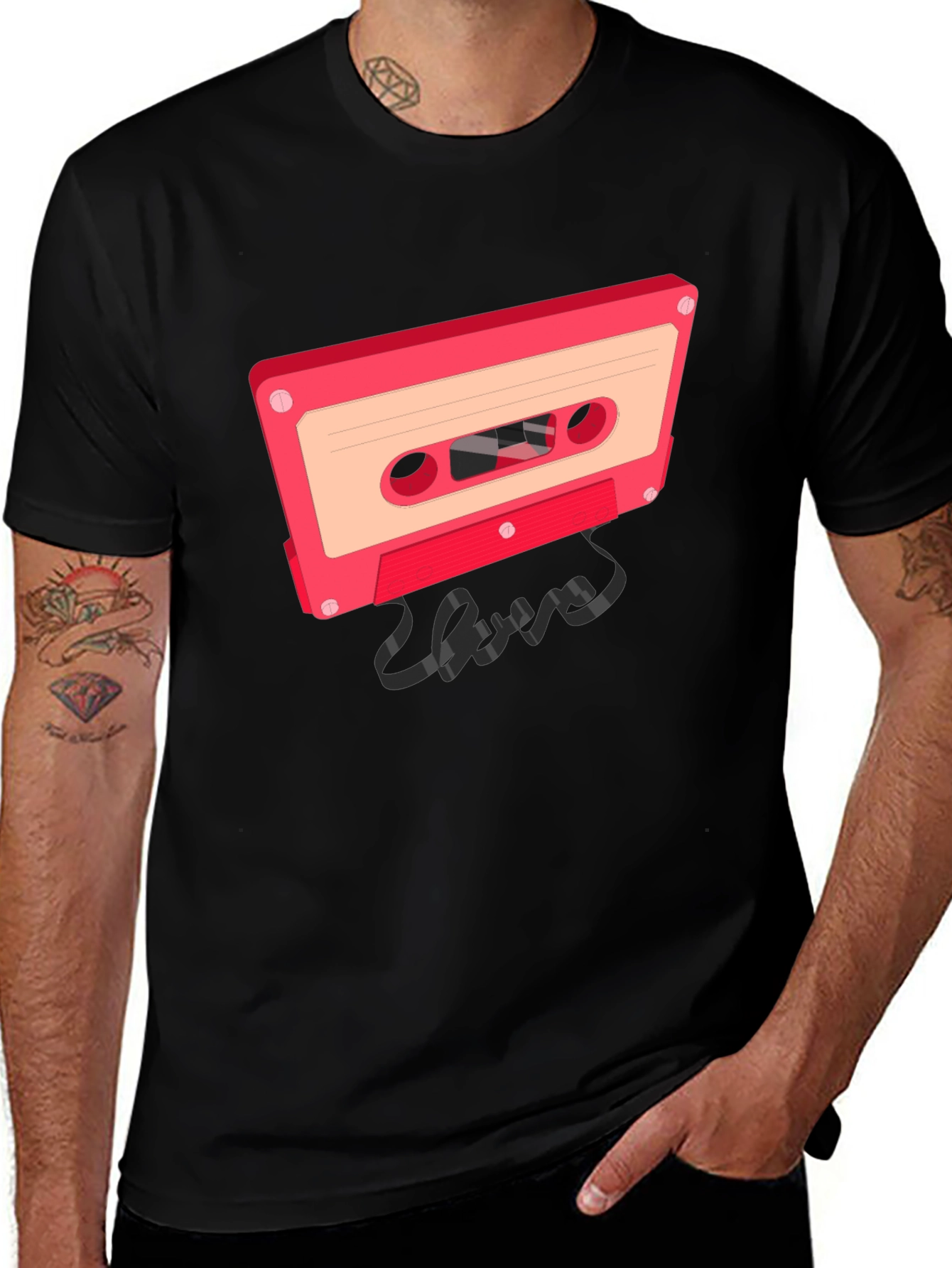 Variant 6 of Retro Cassette Tape Graphic Tee - Black
