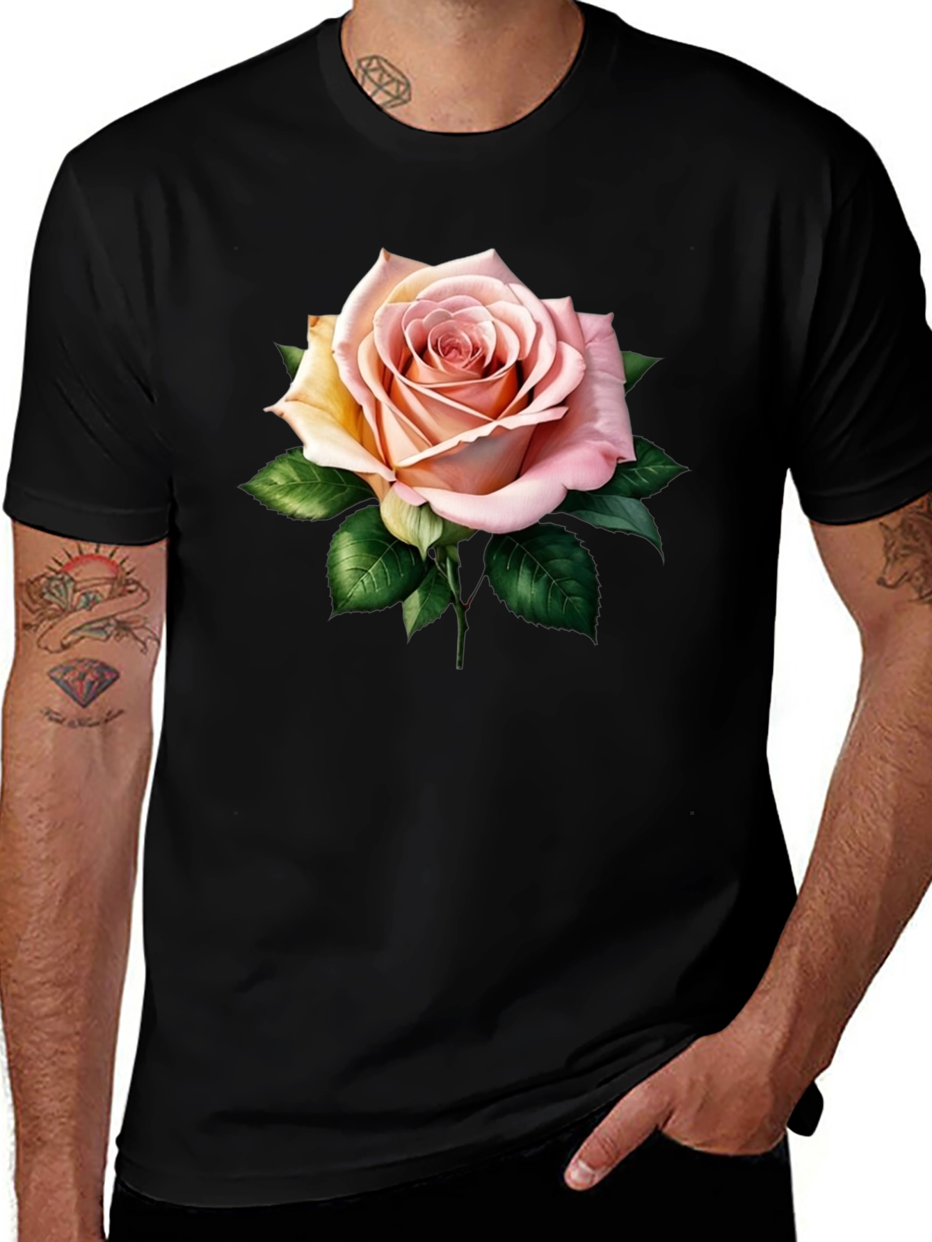 Variant 12 of Rose Graphic Black T-Shirt