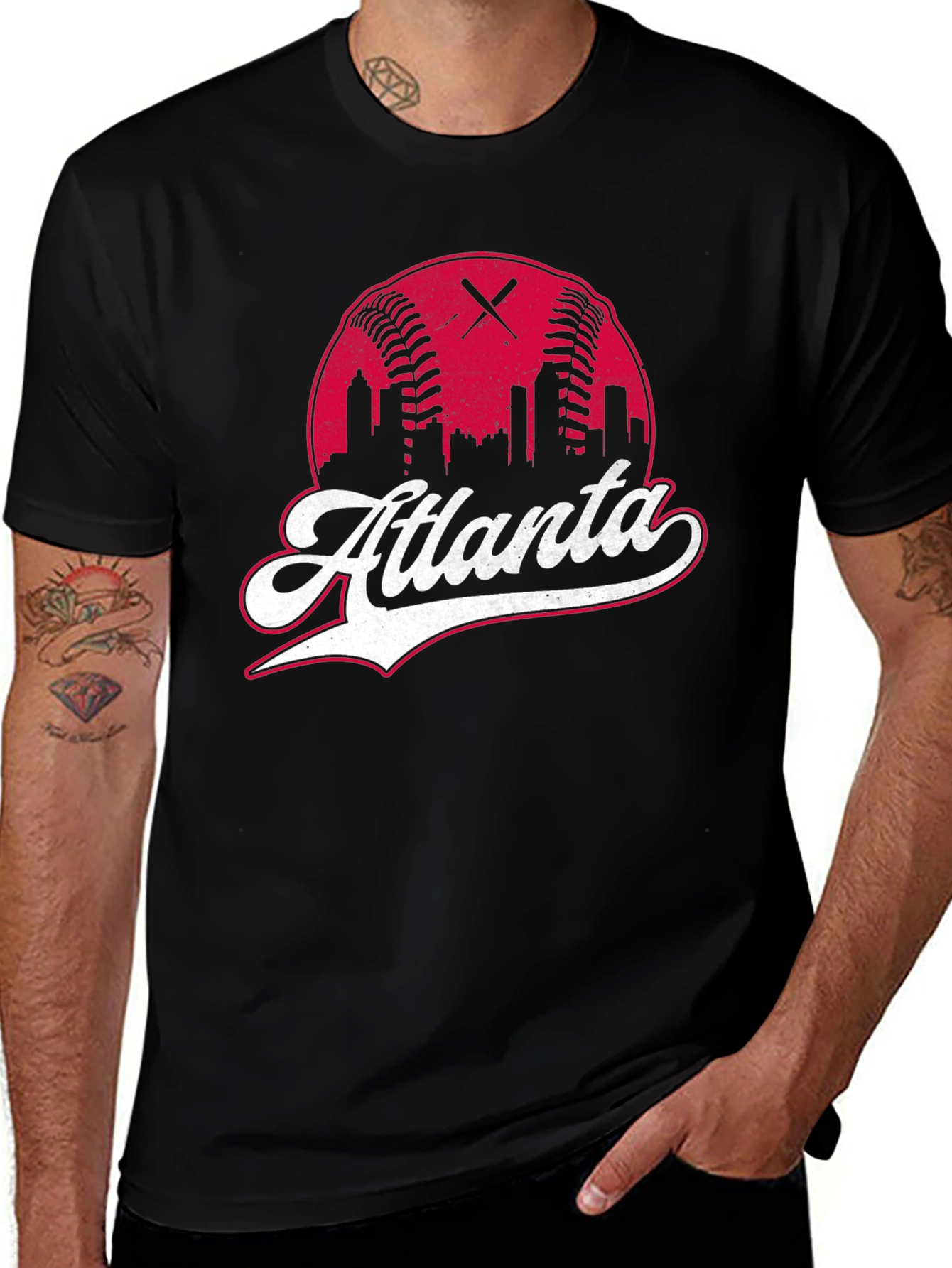 Variant 4 of Atlanta Baseball Graphic T-Shirt - City Skyline Tee