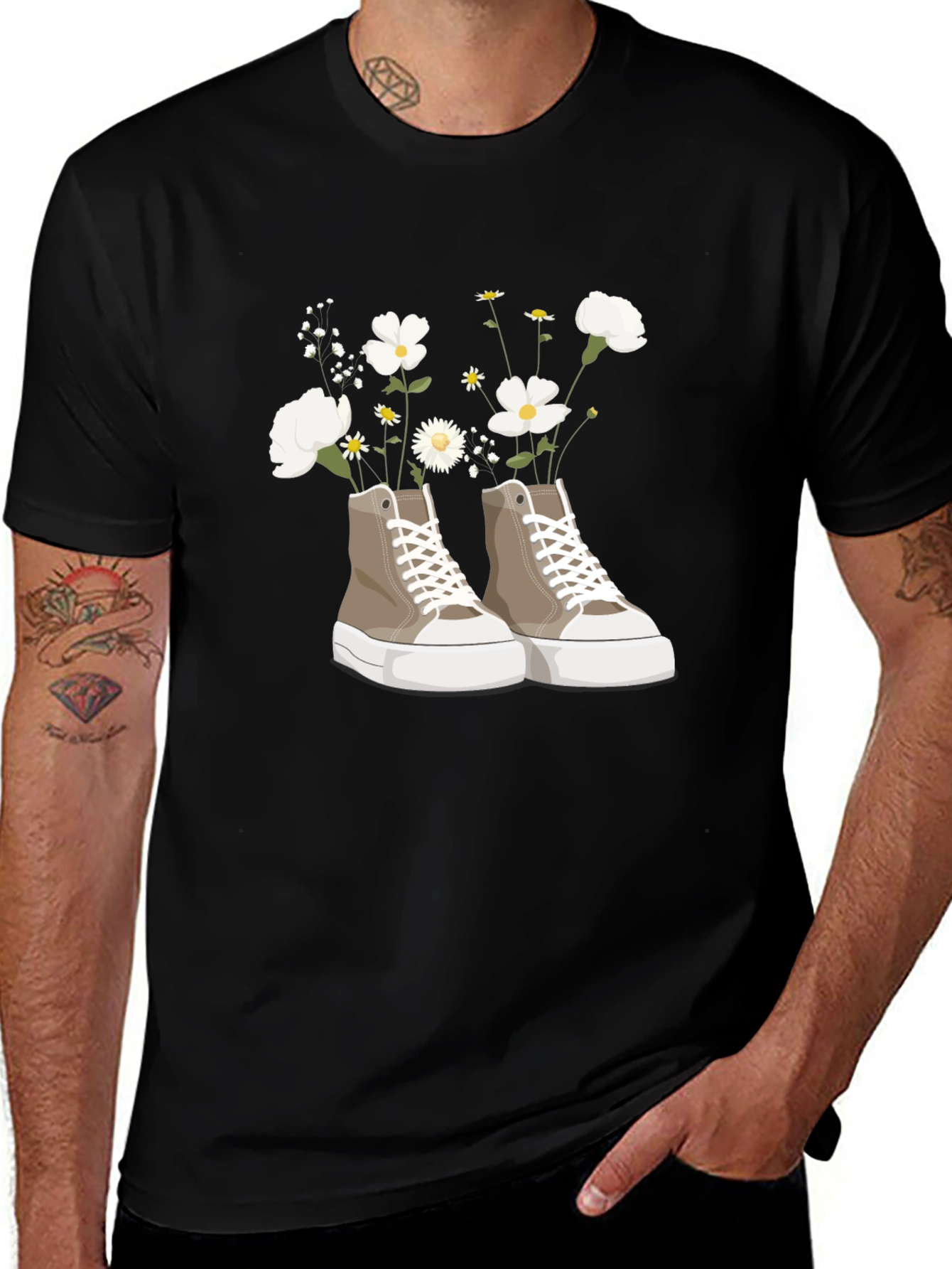 Variant 4 of Floral Sneakers Graphic Tee - Unique Design