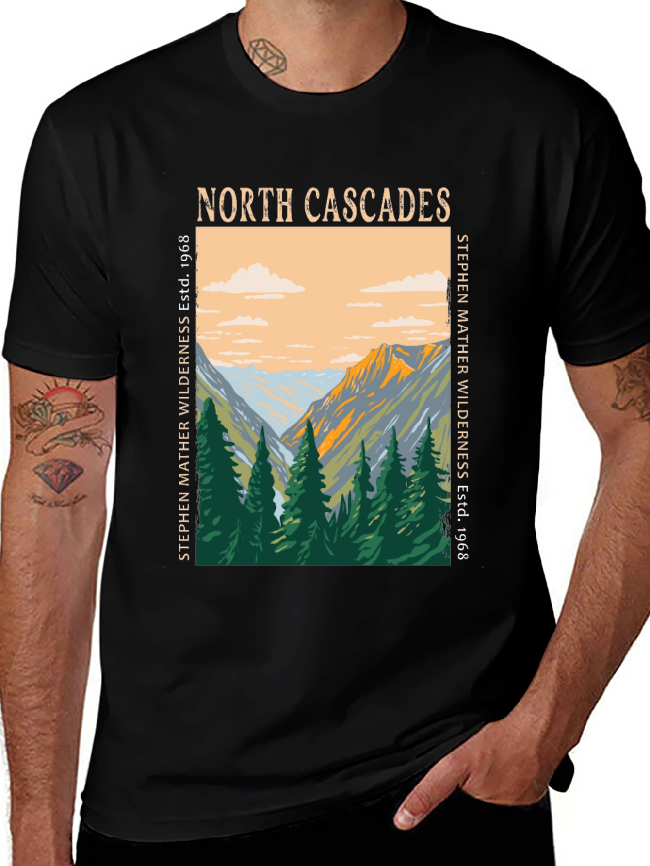 Variant 27 of North Cascades Wilderness Graphic Tee - Vintage Design