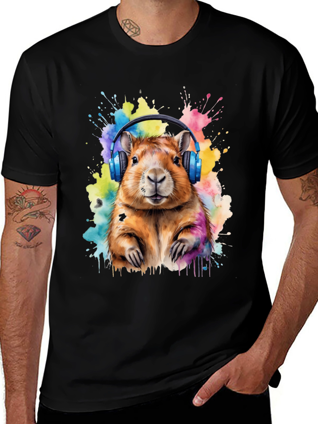 Variant 9 of Capybara Headphone T-Shirt