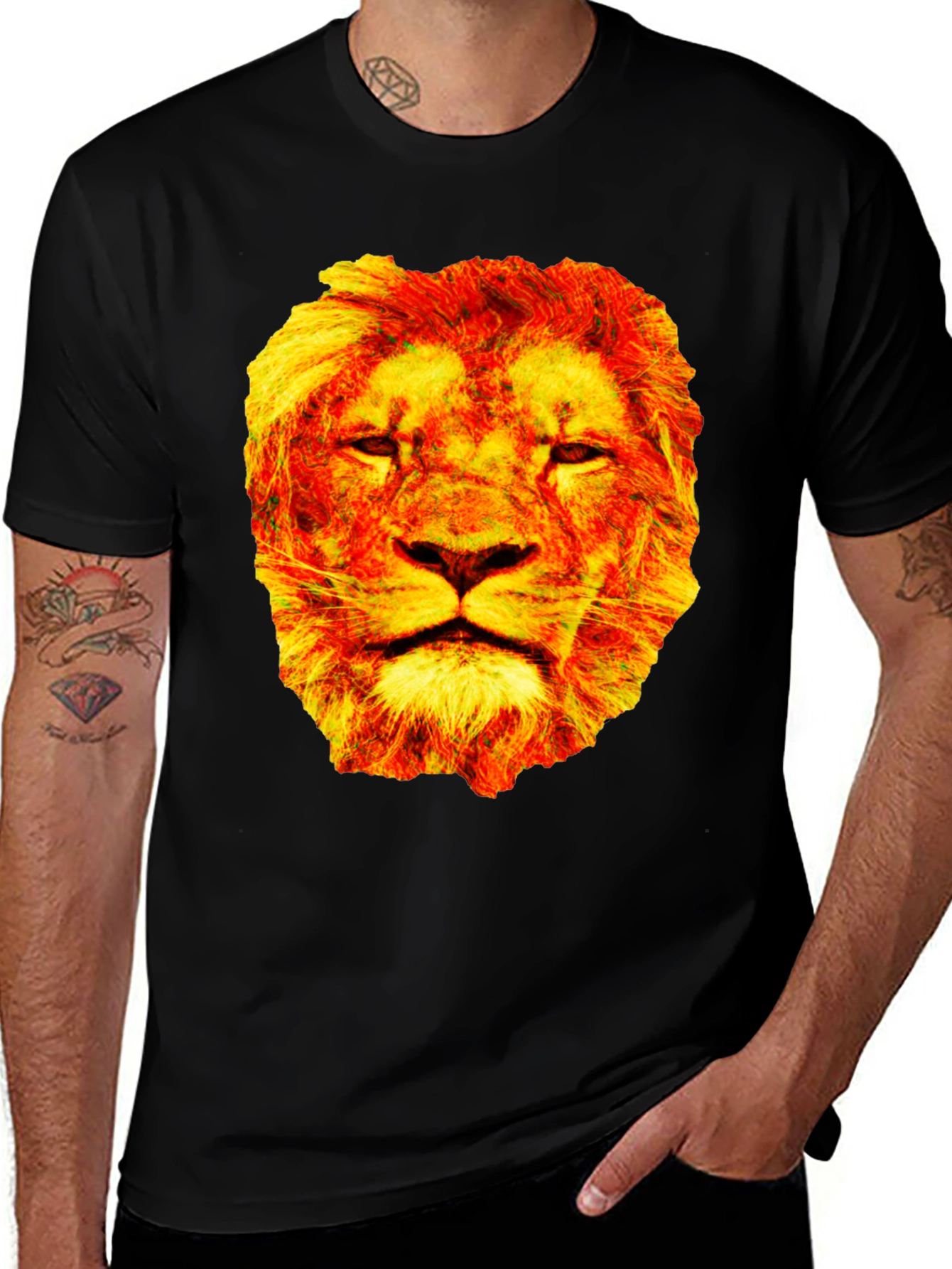 Variant 20 of Lion Graphic Black T-Shirt