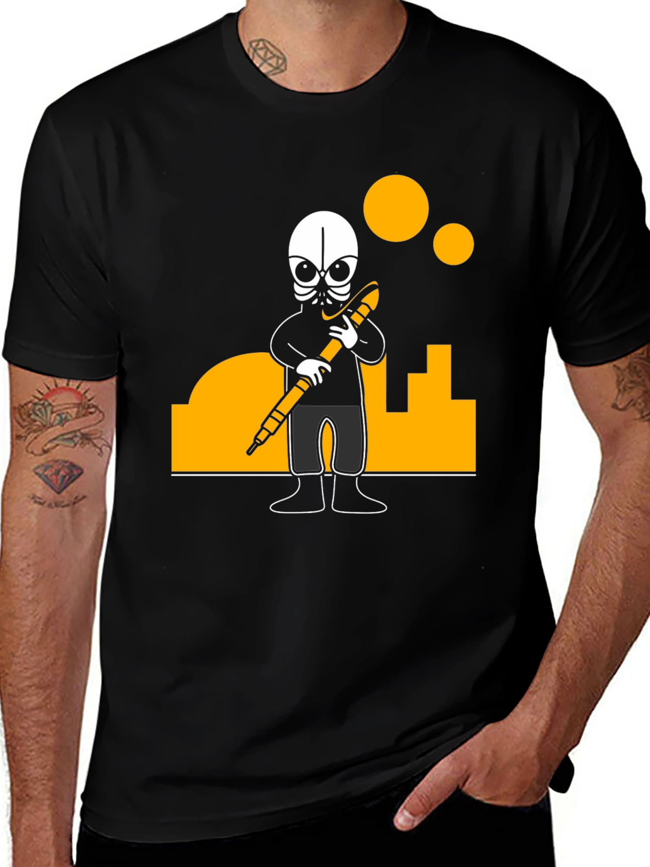 Variant 24 of Urban Explorer Graphic Tee - Black Cotton Blend